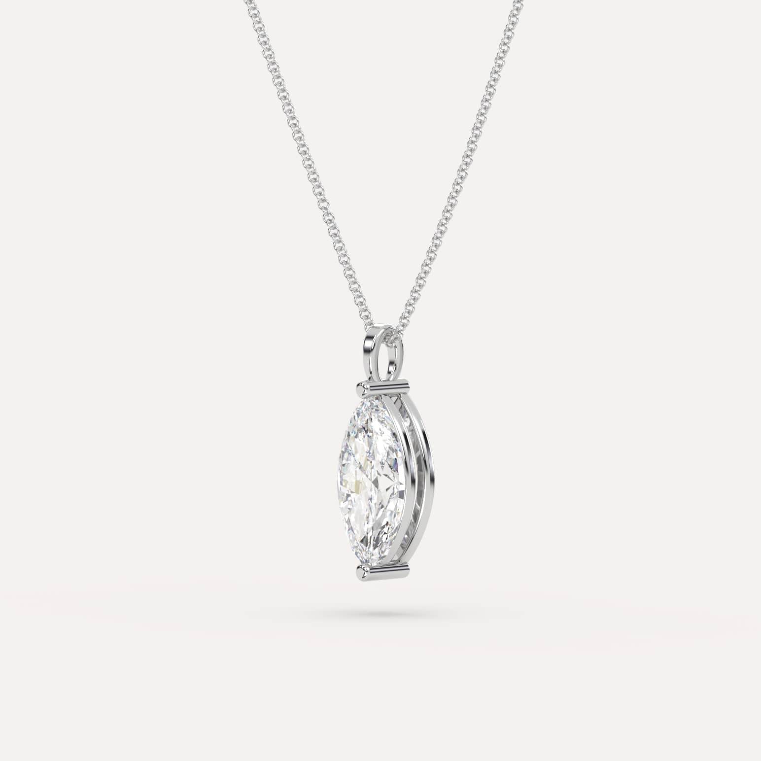 2 Carat Marquise Cut Diamond Pendant Necklace - 14K White Gold Solitaire Jewelry for Women - Perfect for Anniversary Gifts & Special Occasions