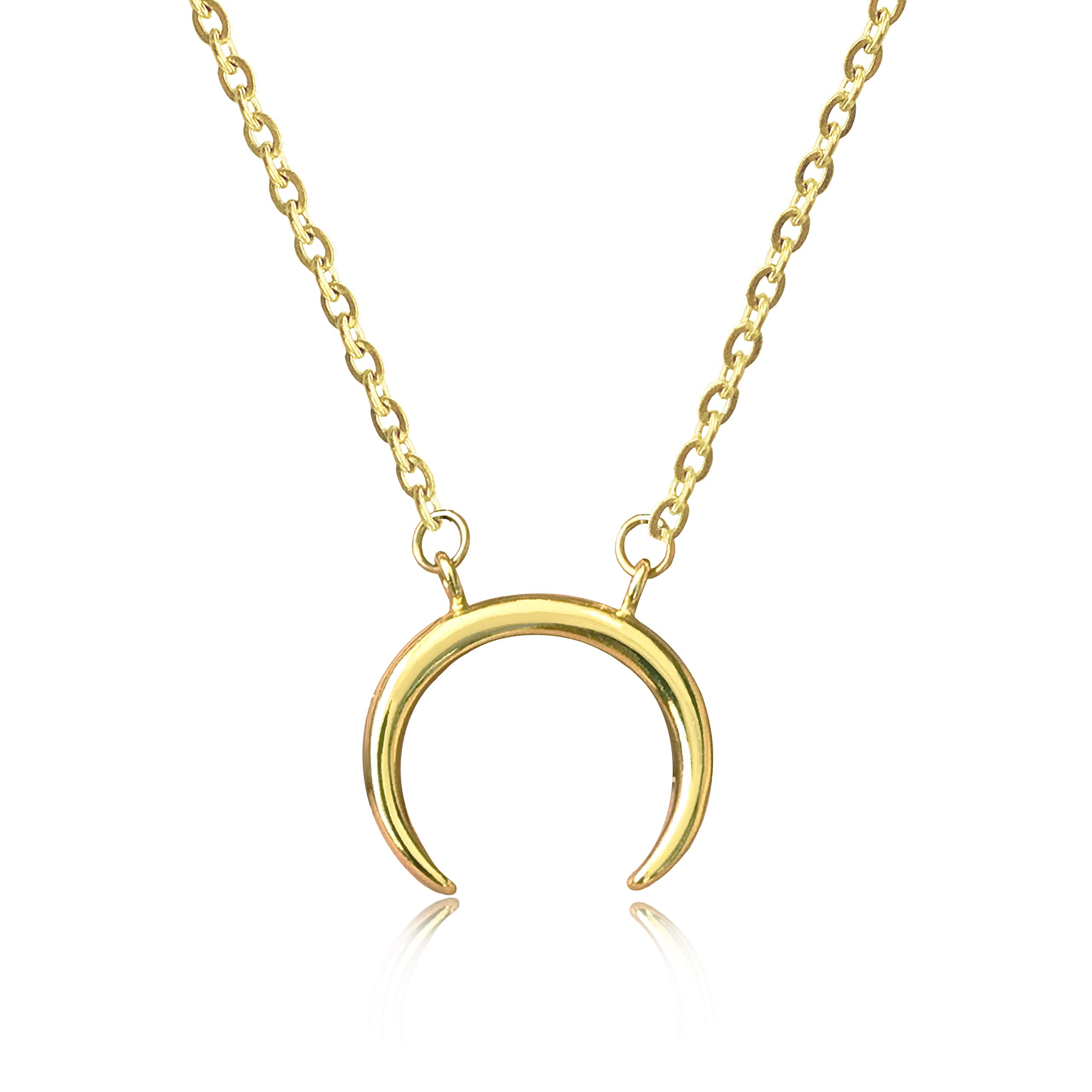 Altitude Boutique Small Horn Necklace for Women - Crescent Moon Pendant Minimalist Bar Necklace, Dainty Gold/Silver Jewelry Gift for Her - Perfect for Everyday Wear, Date Nights & Special Occasions