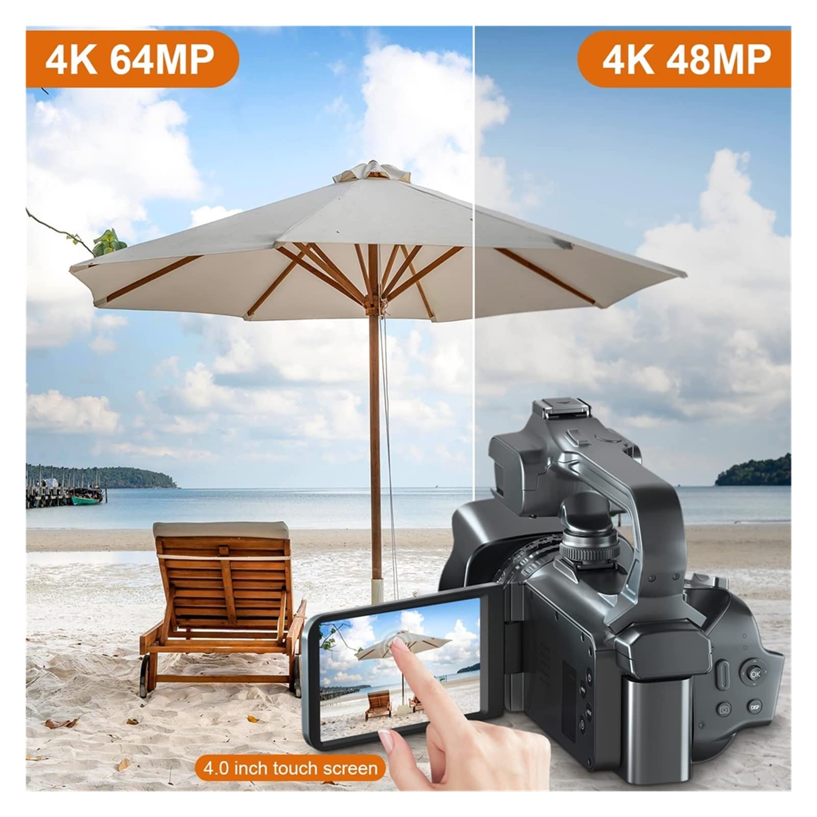 4K Video Camera with 64MP Photography - MZZYG Digital Camcorder for Live Streaming & Vlogging, 4