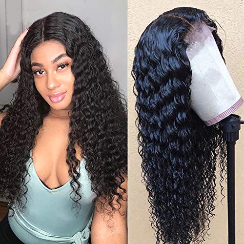 4X4 Brazilian Deep Wave Human Hair Lace Front Wig - 150% Density Curly Lace Wig with Baby Hair & Pre-Plucked Hairline | 16 Inch Wet & Wavy Human Hair Wig for Black Women | Perfect for Daily Wear, Parties & Special Occasions