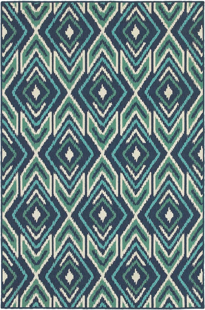Moretti Navy Blue Diamond Pattern Area Rug 7'10