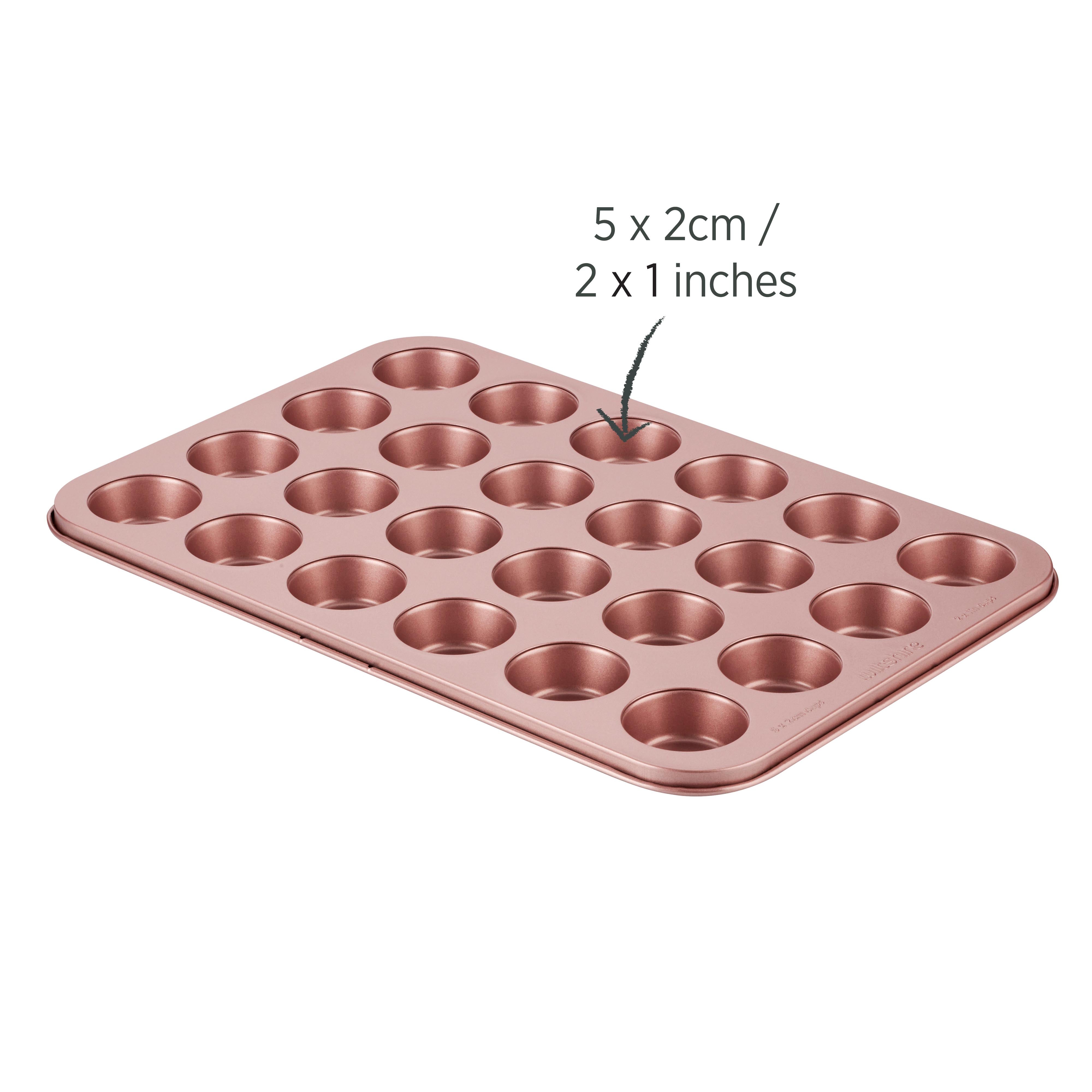 Rose Gold Mini Muffin Pan - 24 Cup Non-Stick Baking Sheet for Cupcakes, Brownies & Muffins - Perfect for Parties, Holidays & Home Baking