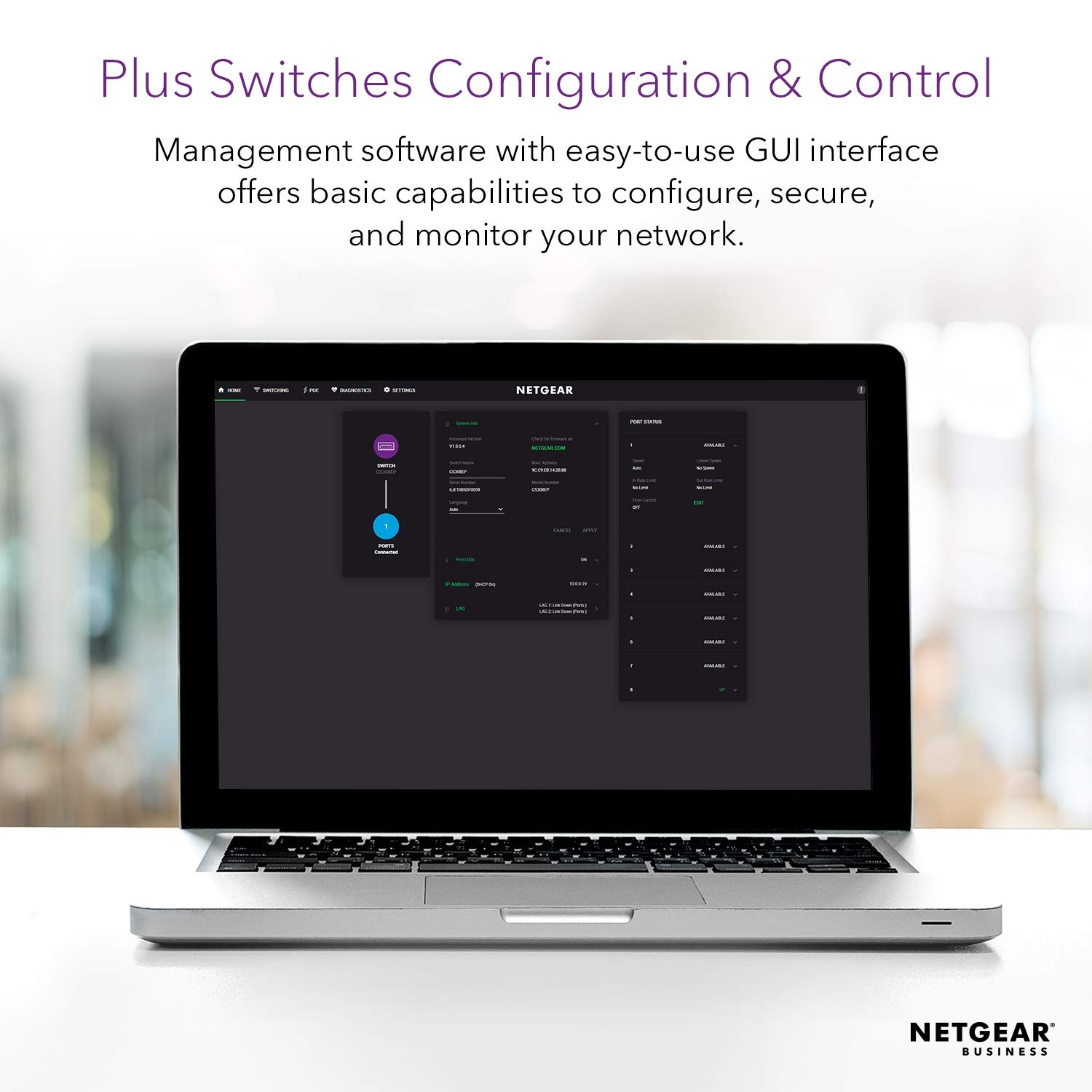 NETGEAR GS316EP 16-Port Gigabit PoE+ Managed Switch - 15 x PoE+ Ports @180W, 1 x 1G SFP, Desktop/Wall Mount | Ideal for Office Network, IP Camera System & Small Business Setup