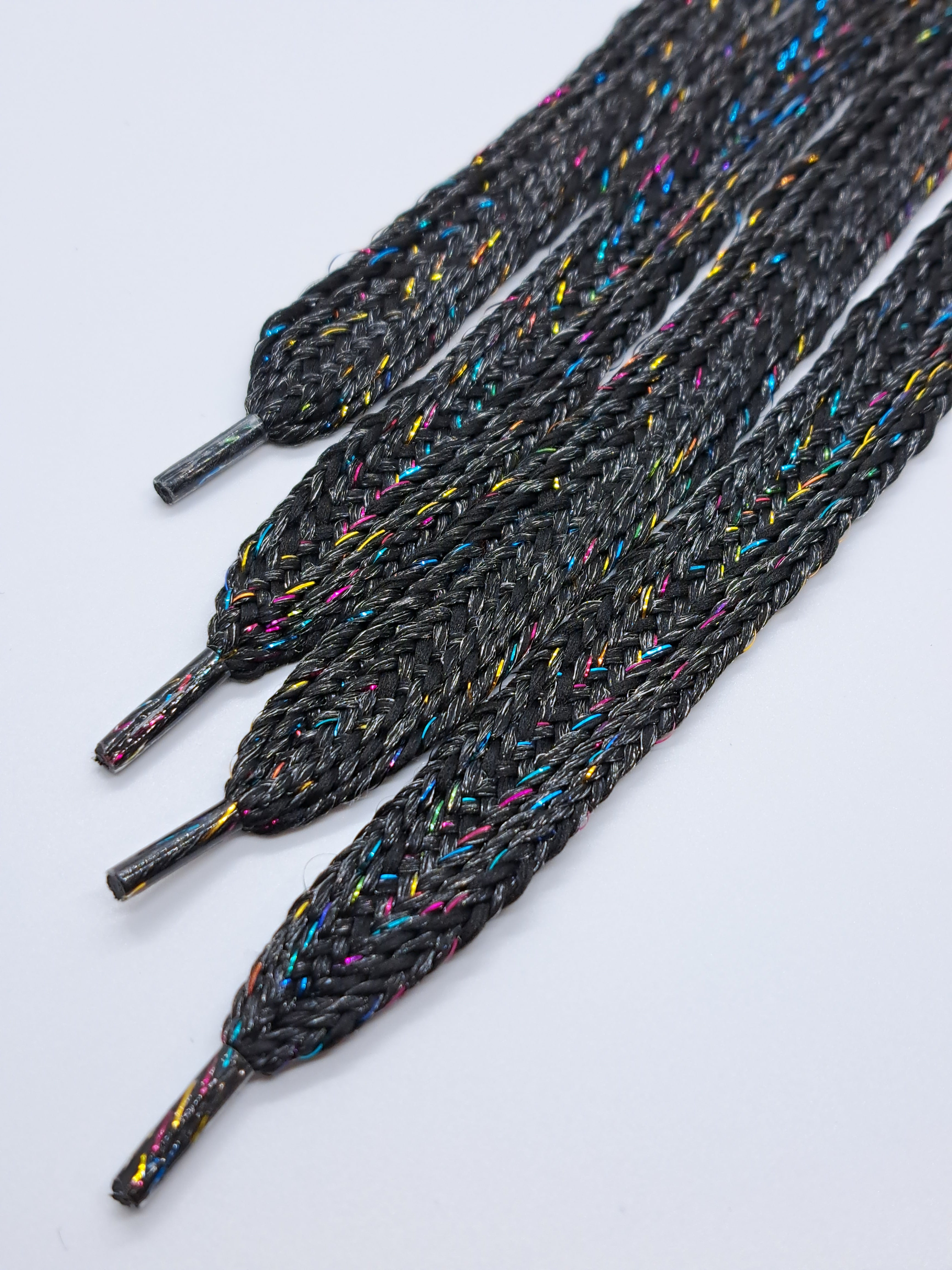 Sparkly Black Shoelaces for Sneakers & Dress Shoes - Wide Glitter Laces for Adults & Kids - Perfect for Parties, Weddings & Fashion Accessories