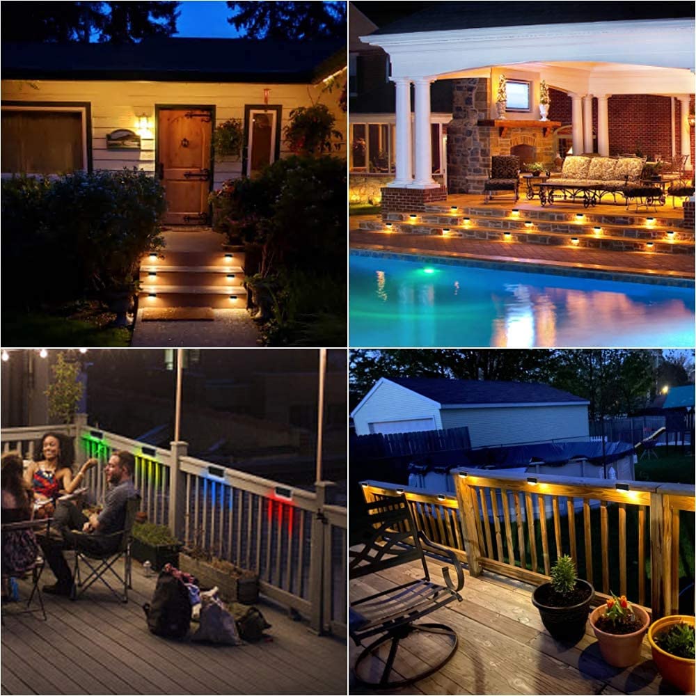 10 Pack Black Solar Railing LED Lights - Waterproof Outdoor Step Lighting for Stairs, Fence, Deck, Garden, Patio & Porch | Perfect for Nighttime Safety & Landscape Decoration
