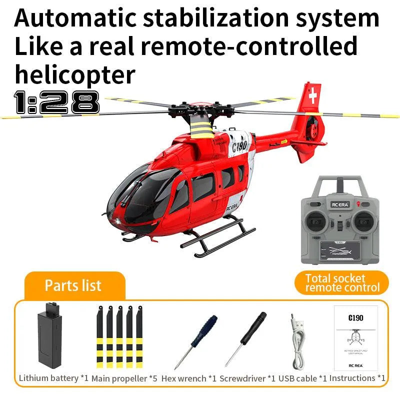 RC Helicopter C190 H145 1:28 Scale - 2.4G 6CH Remote Control with 6-Axis Gyro & Altitude Hold - Optical Flow Positioning RTF (Ready to Fly) - Perfect for Indoor Flying, Beginner Training, and Aerial Photography