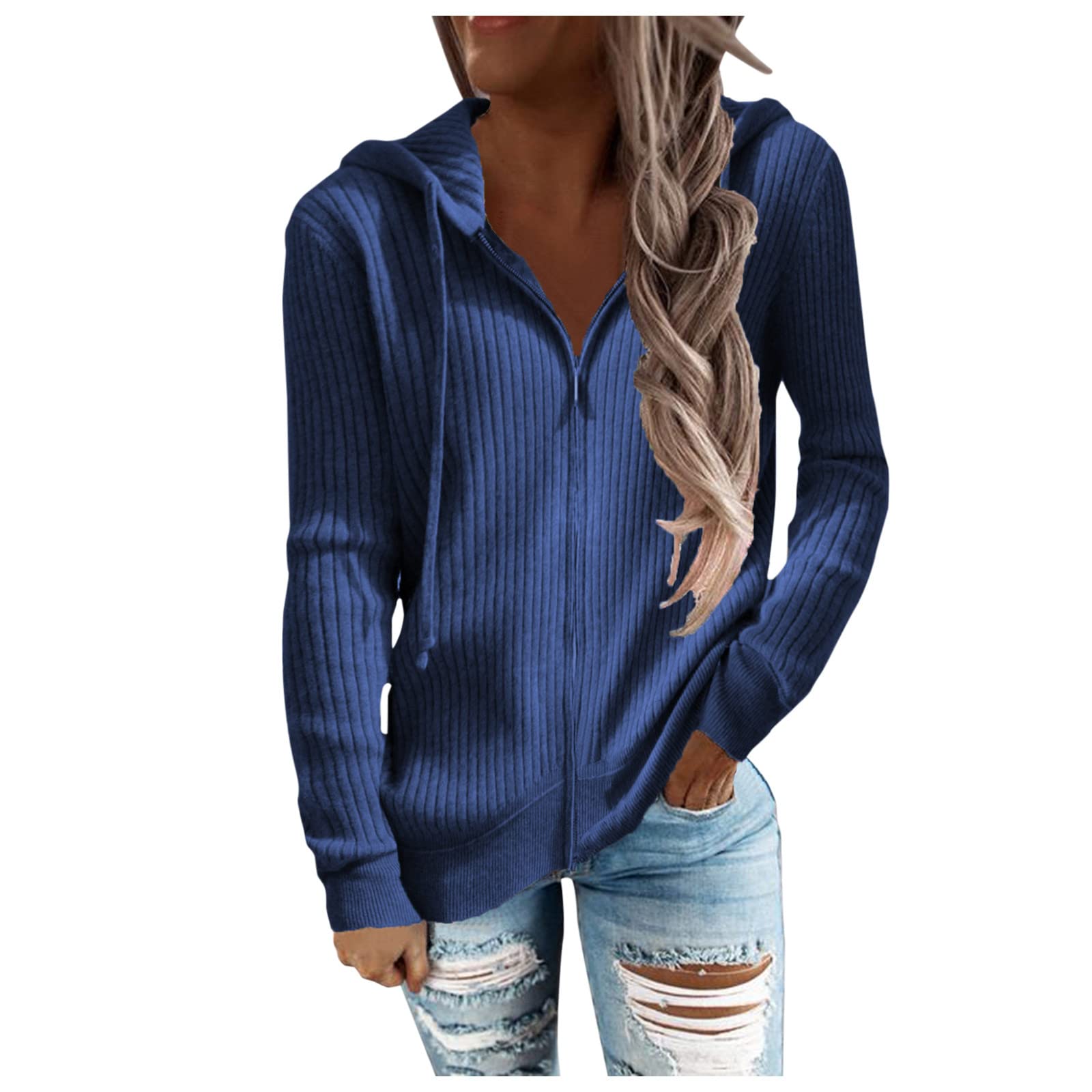Women's Long Sleeve Hooded Sweatshirt - Soft Fleece Zipper Jacket with Drawstring for Warmth | Perfect for Casual Outfits, Fall Layering & Outdoor Activities