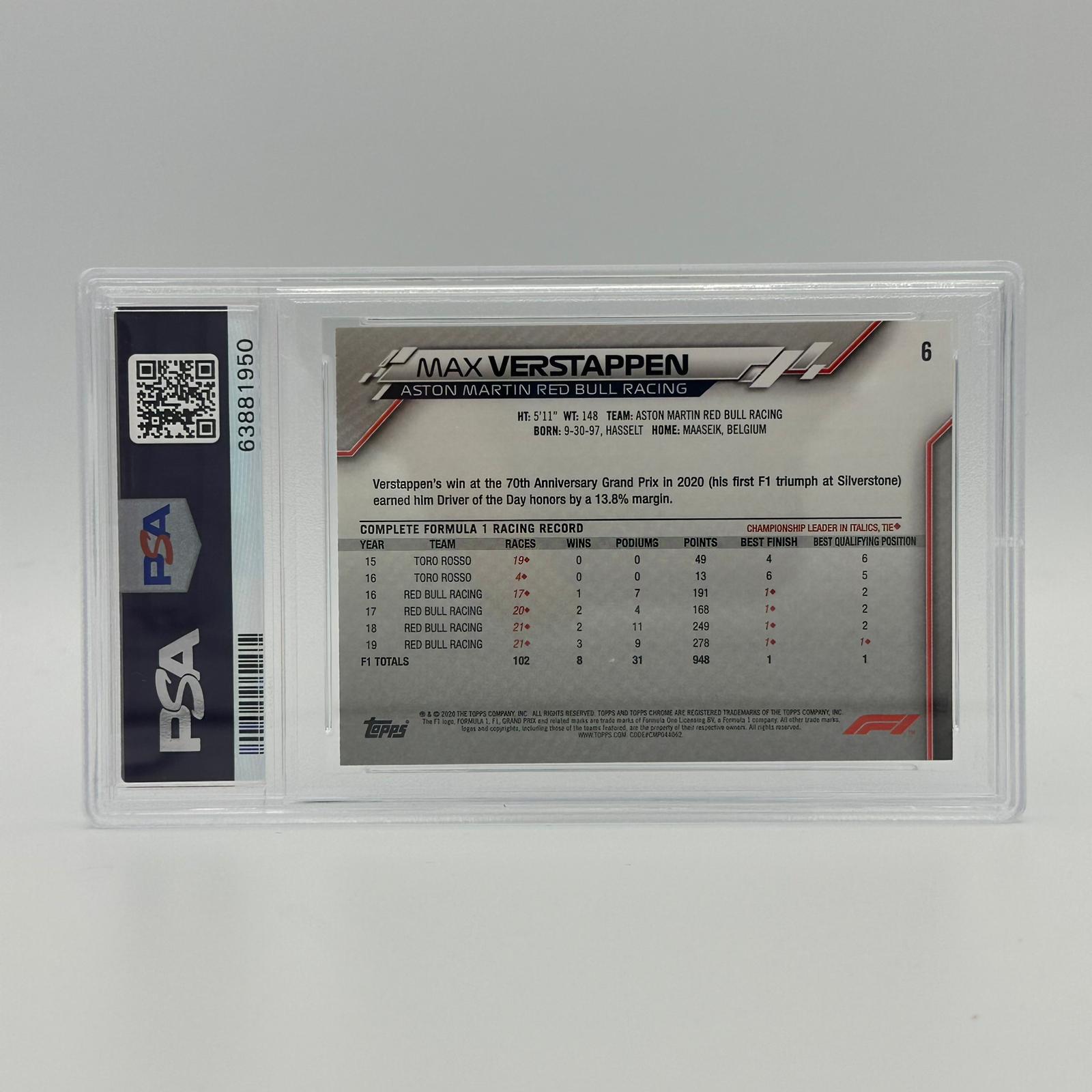 PSA 9 Graded Max Verstappen SP Image Variation #6 - Rare Trading Card for Collectors, Sports Memorabilia Enthusiasts & F1 Racing Fans - Perfect for Display, Investment & Trading Card Games