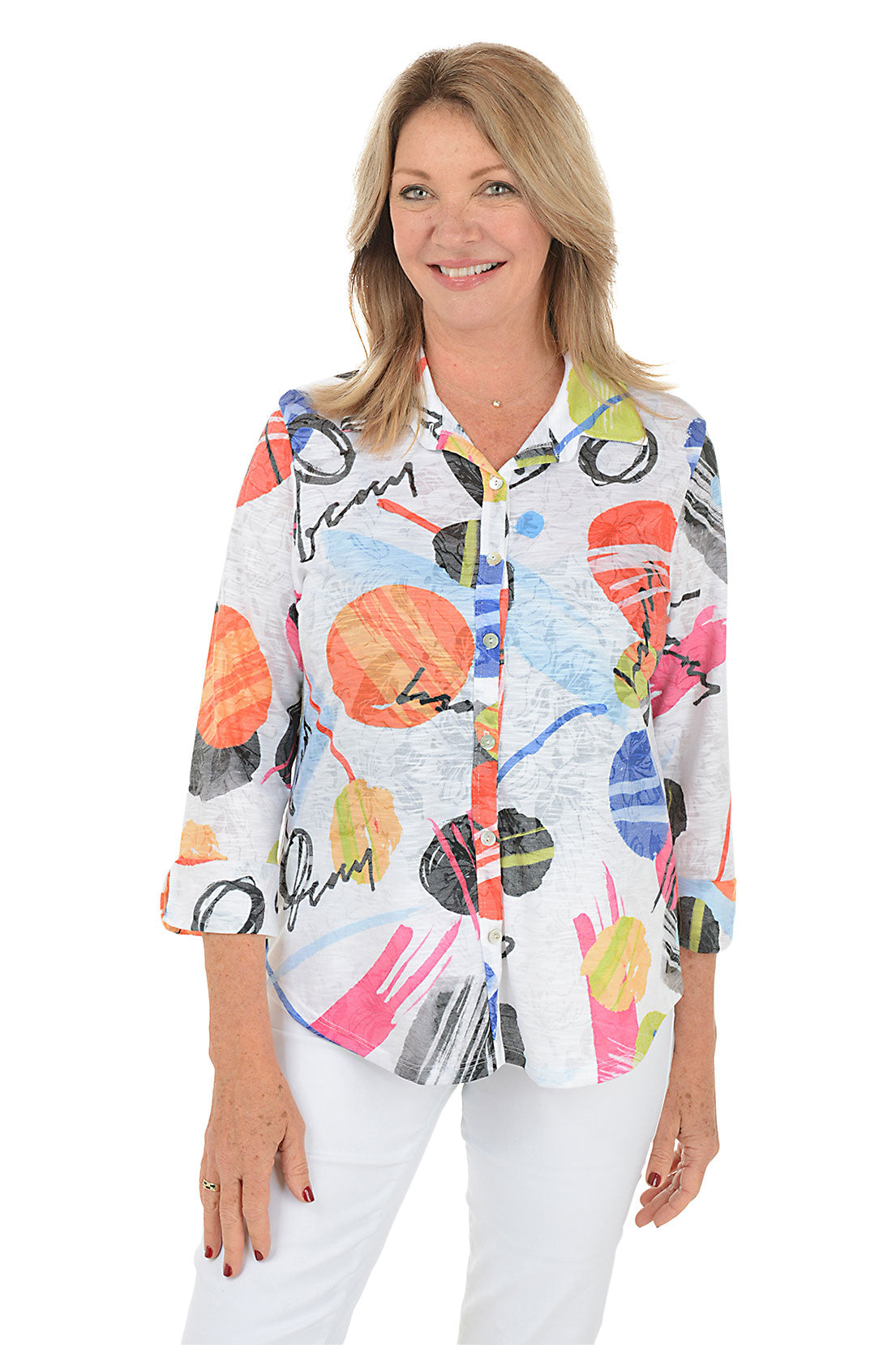 Estella Button Front Burnout Top - Stylish Women's Blouse for Casual & Party Wear | Trendy Summer Outfit for Date Night & Office