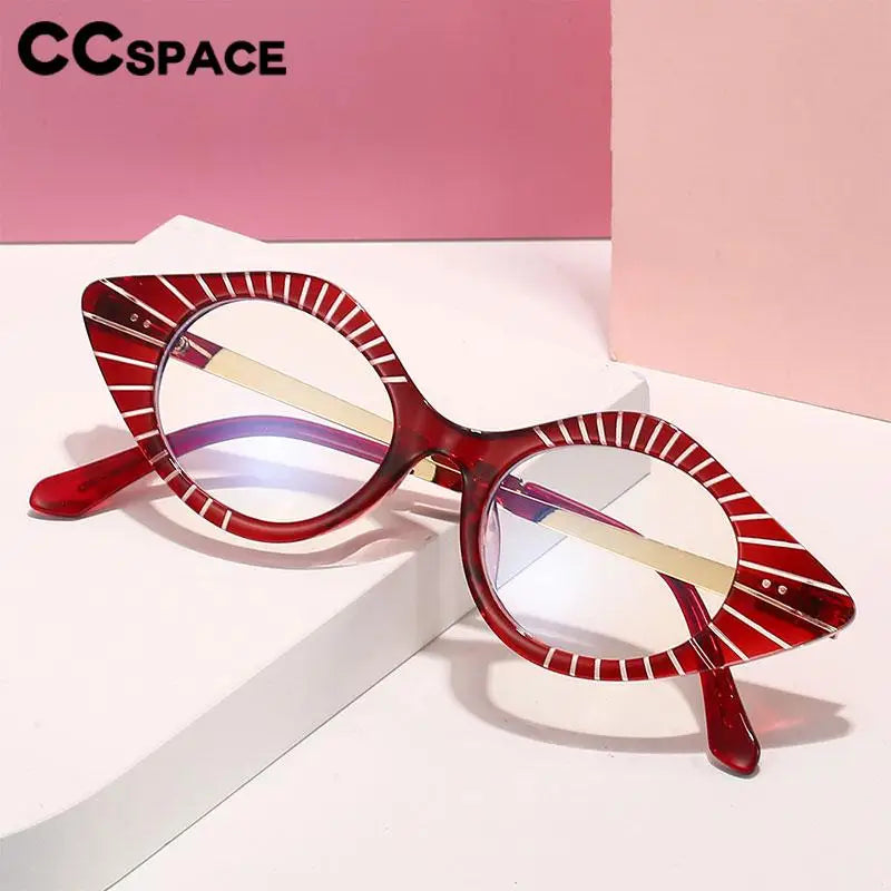 CCspace Women's Full Rim Small Cat Eye Plastic Eyeglasses 57281 - Stylish Retro Frame for Oval & Heart Face Shapes | Perfect for Office, Reading & Fashion Accessories
