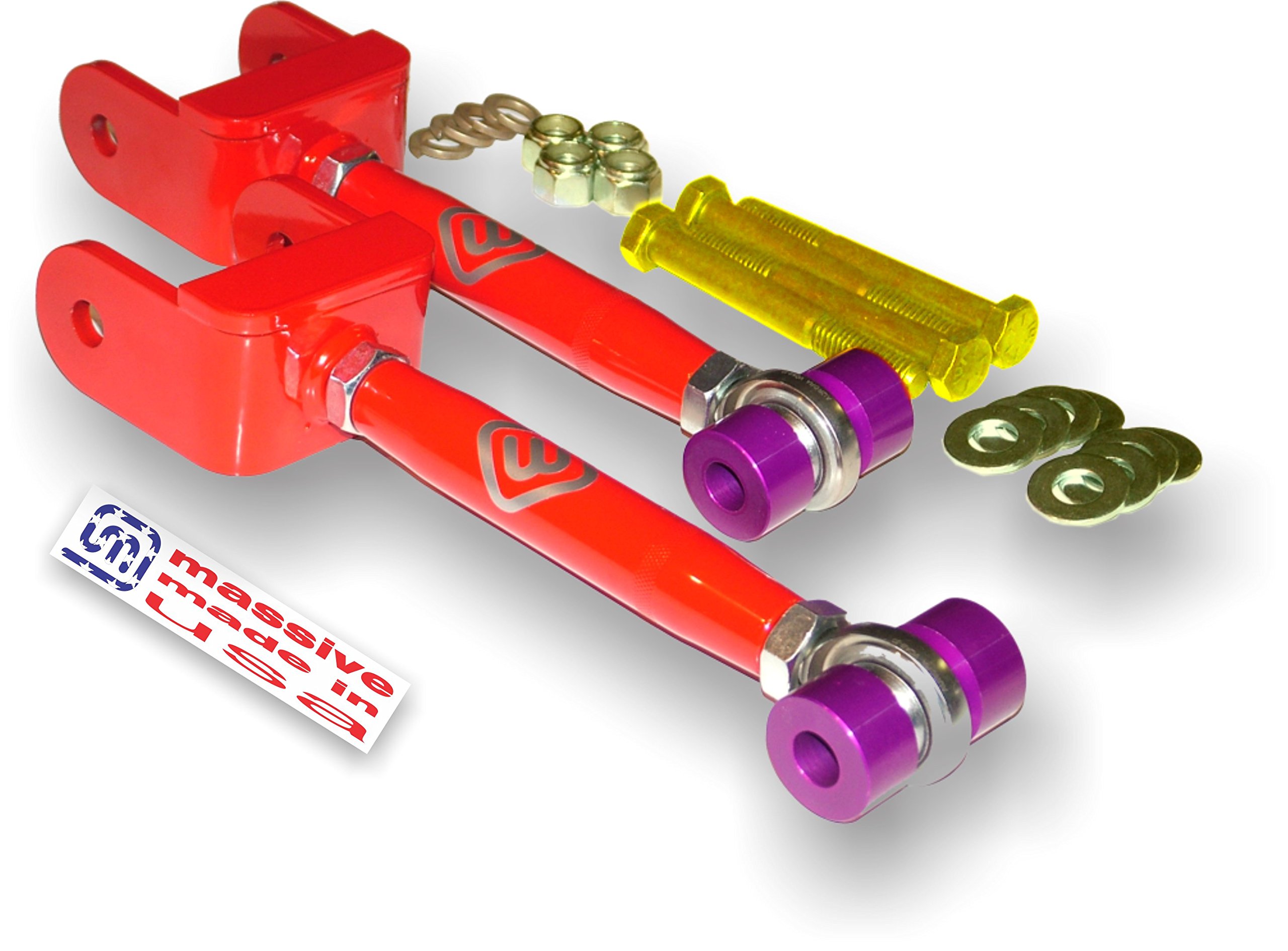 **6 Color Options – Made in USA – High-Speed Adjustable Rear Trailing Upper Control Arms (UCA) – Super Gloss Black – RaceSpec – Compatible with 79-04 Ford Fox Body, SN95, Capri & Mustang – Perfect for Drag Racing & Performance Upgrades**