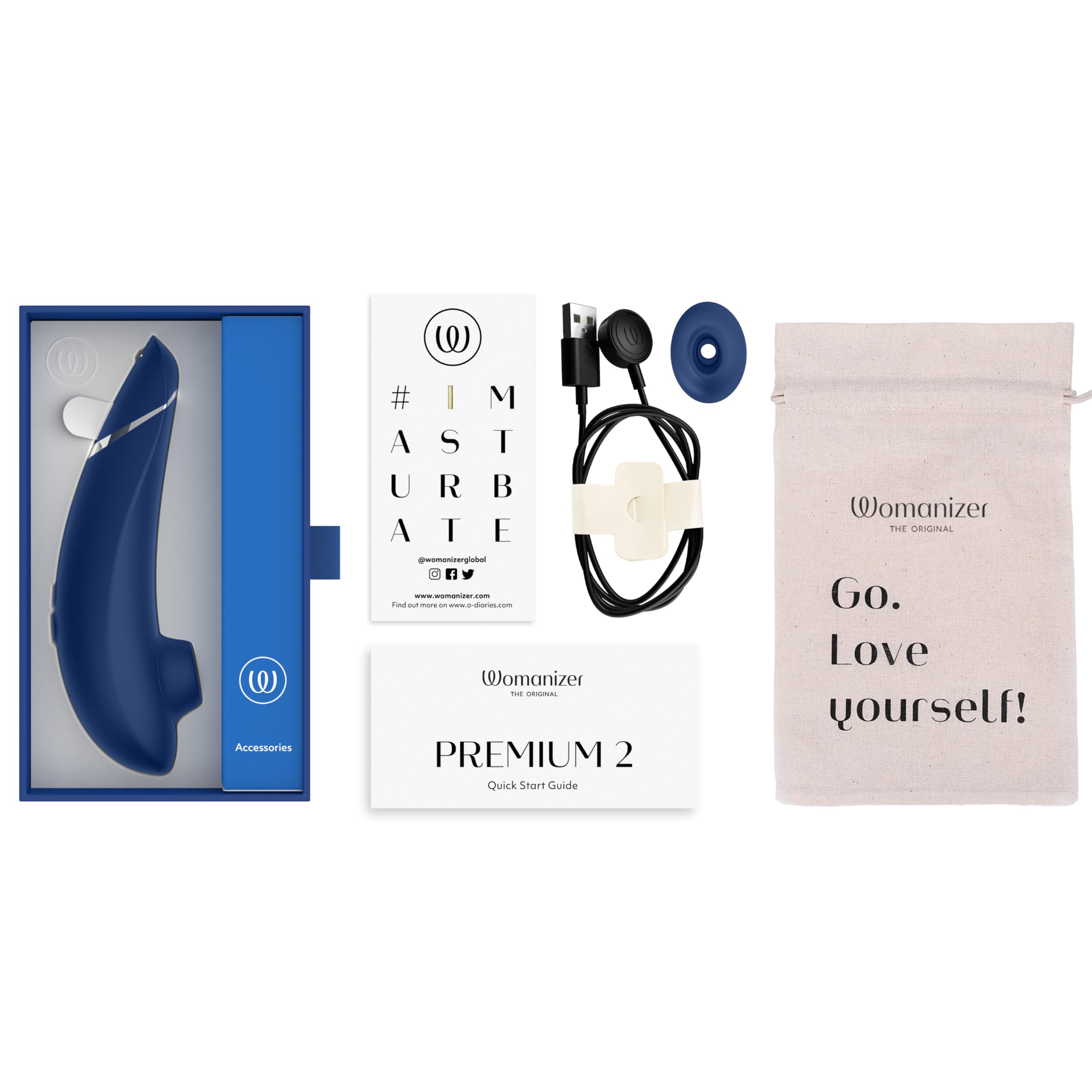 Premium Womanizer 2 Clitoral Stimulator for Women - 14 Suction Speeds, Waterproof Clit Sucker Vibrator | Adult Sex Toy for Solo Play & Couples | Blue Pleasure Massager for Enhanced Intimacy & Self-Care