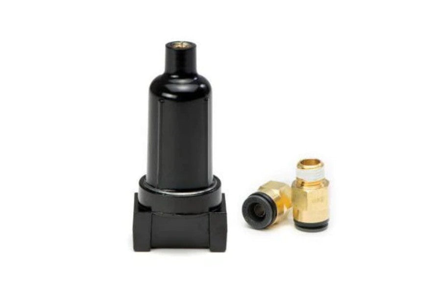 AccuAir Air Suspension Black Moisture Trap with Filter - 2 AN Fittings Included | Prevents Water Damage in Air Ride Systems | Perfect for Lowrider, Custom Car & Truck Builds