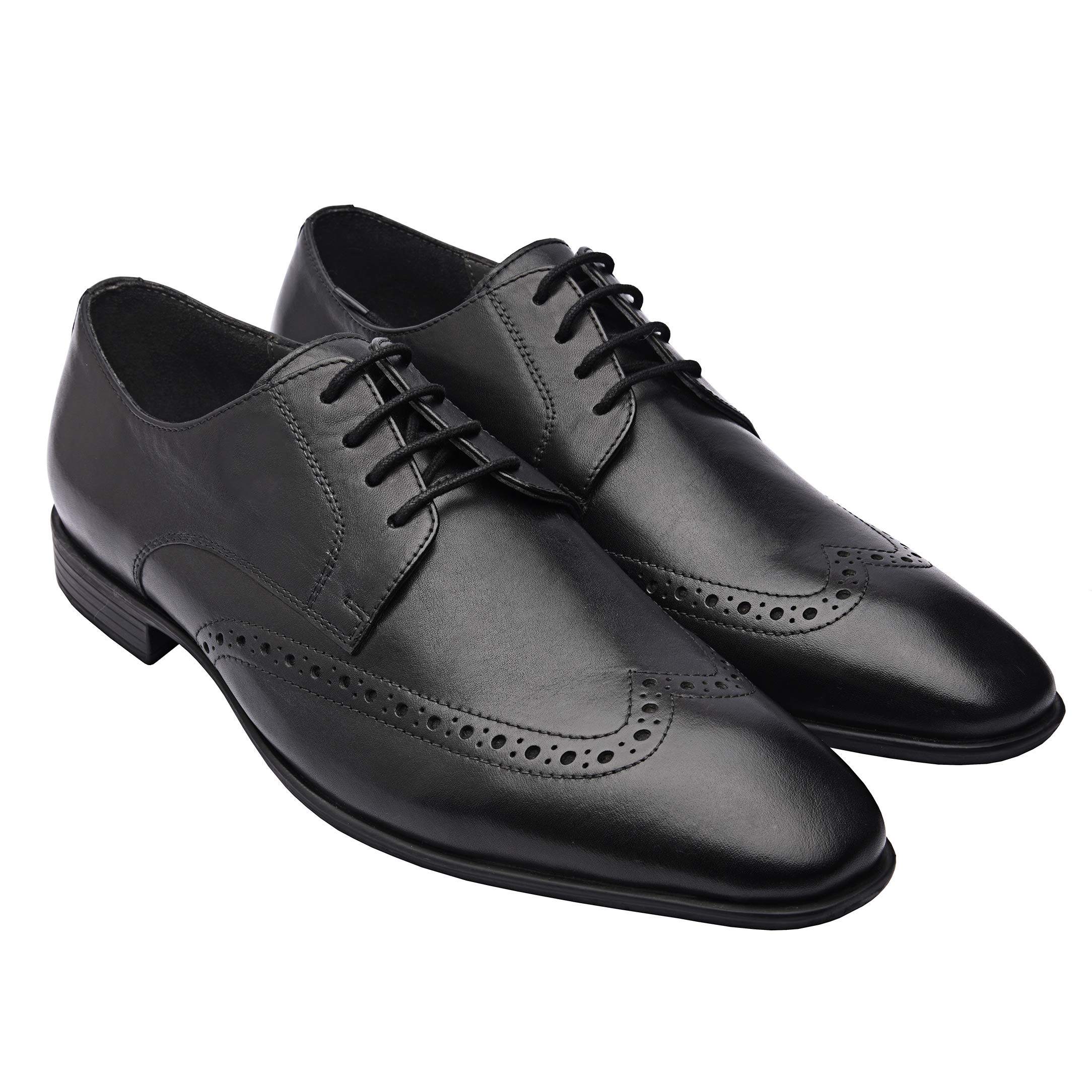 Andre Genuine Leather Men's Wingtip Oxford Dress Shoes - Comfortable Lace-Up Low Heel Shoes with TPR Sole | Perfect for Business, Office, Wedding & Formal Occasions