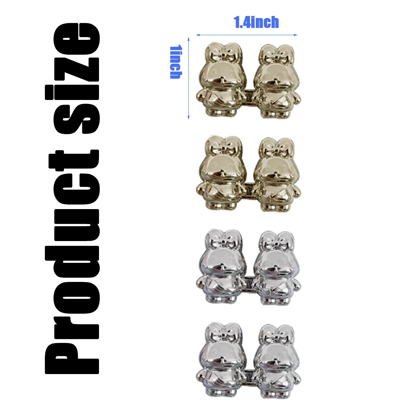 4 Pack Cute Rabbit Denim Button Pins - No Sew Adjustable Jean Buttons for Pants, Skirts & Clothes (Gold & Silver) | Fashion Accessories for DIY Clothing Repair & Outfit Customization
