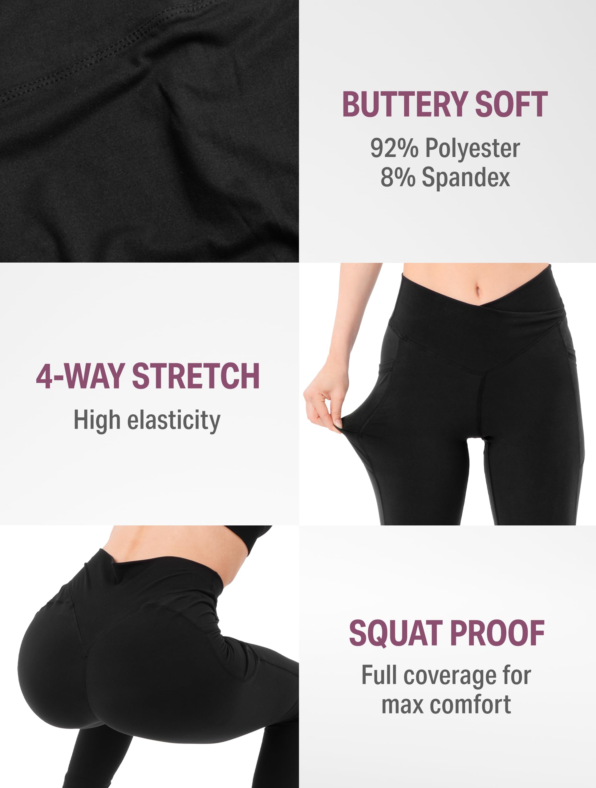 SATINA High Waisted Tummy Control Leggings for Women - Ribbed Full Length Yoga Pants, Workout Joggers - Perfect for Gym, Running & Everyday Comfort