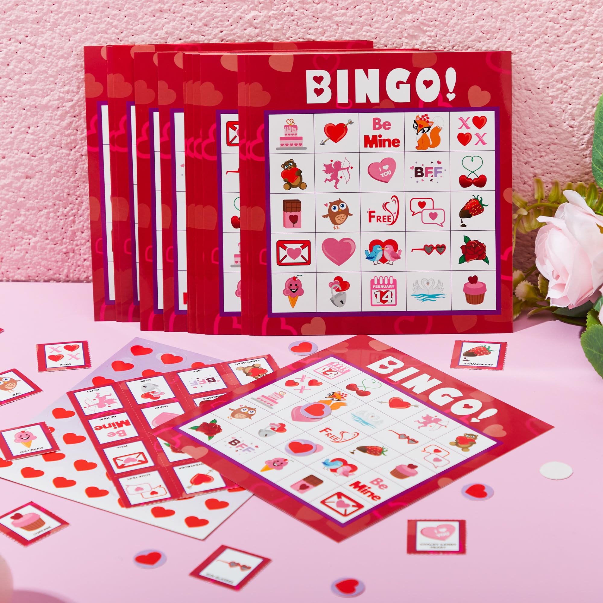 Valentine's Day Bingo Game Cards for Kids Party & Classroom Fun