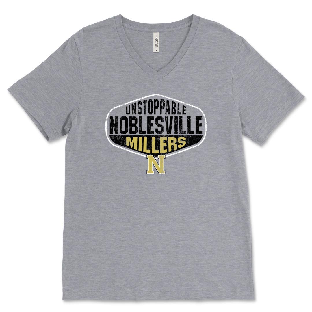 Noblesville Millers Unstoppable V-Neck Short Sleeve T-Shirt for Men - Comfortable Cotton Tee for Casual Wear, Sports & School Spirit