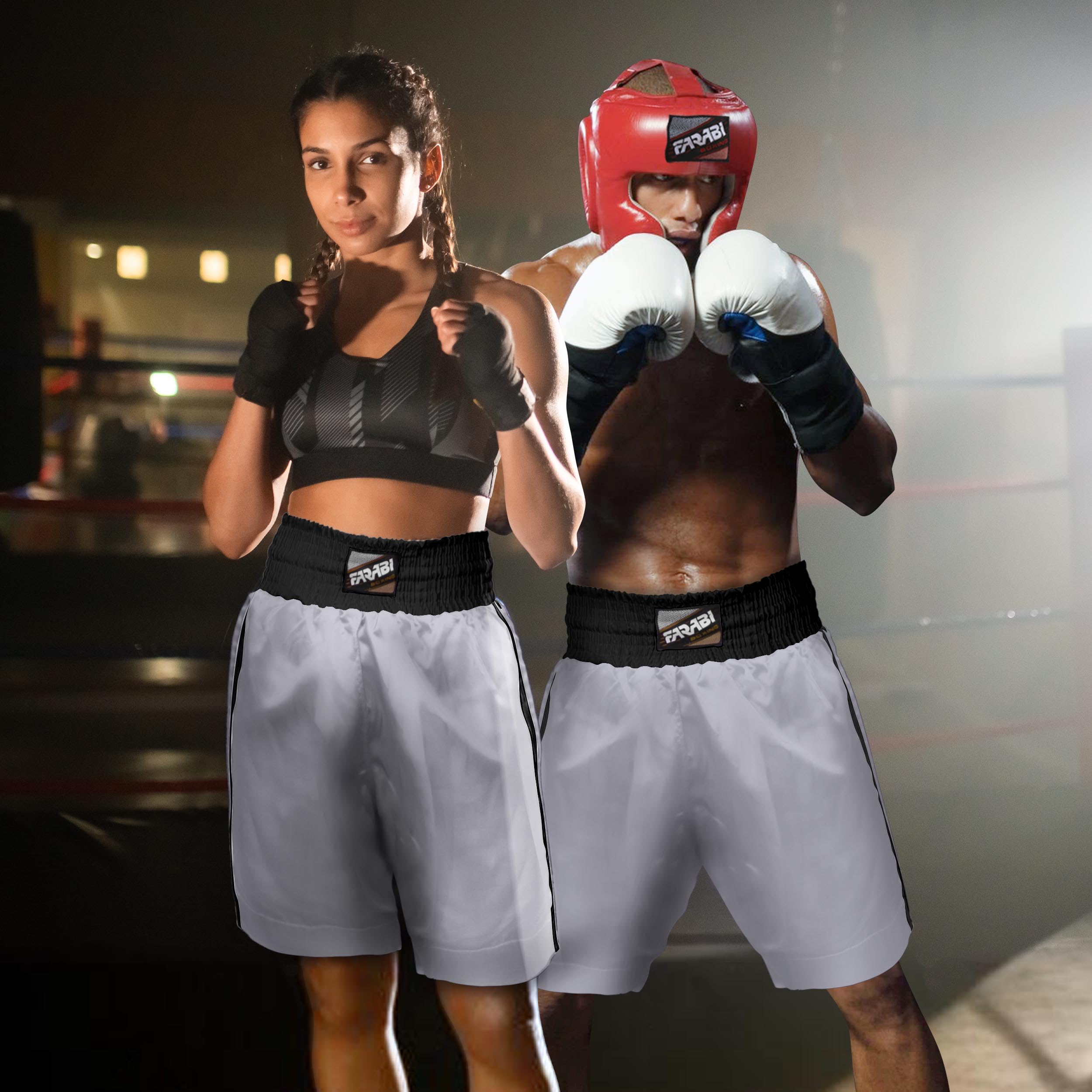 Farabi Sports Boxing Shorts for Men & Women - Breathable Training Shorts for Boxing, Kickboxing, MMA, Sparring & Gym Workouts - Perfect for Fitness, Muay Thai & Martial Arts Training