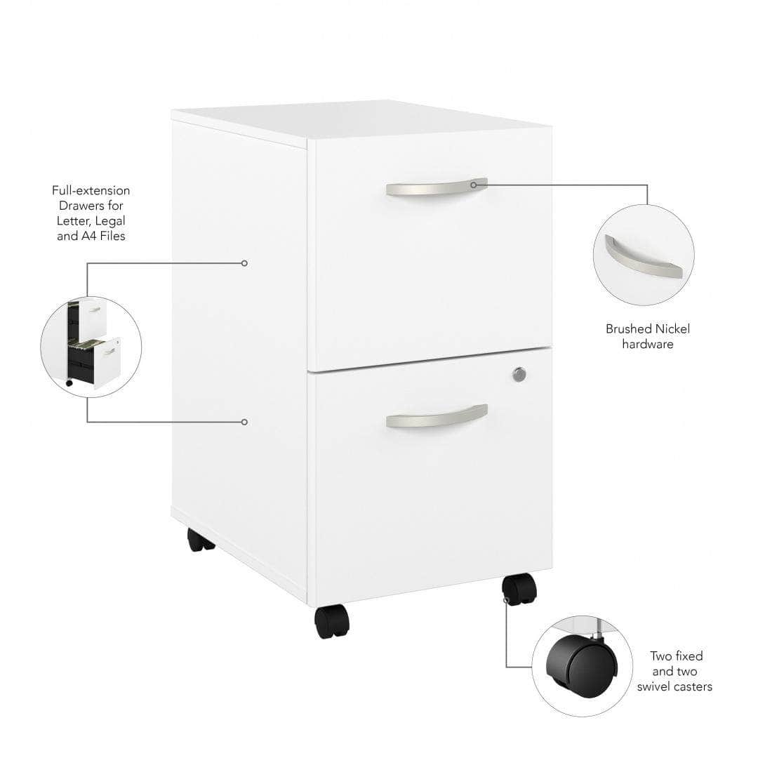 Zaniah 2 Drawer Mobile File Cabinet - Compact Rolling Storage Organizer for Office & Home, Available in Black/White/Gray - Perfect for Documents, Supplies & Small Space Organization