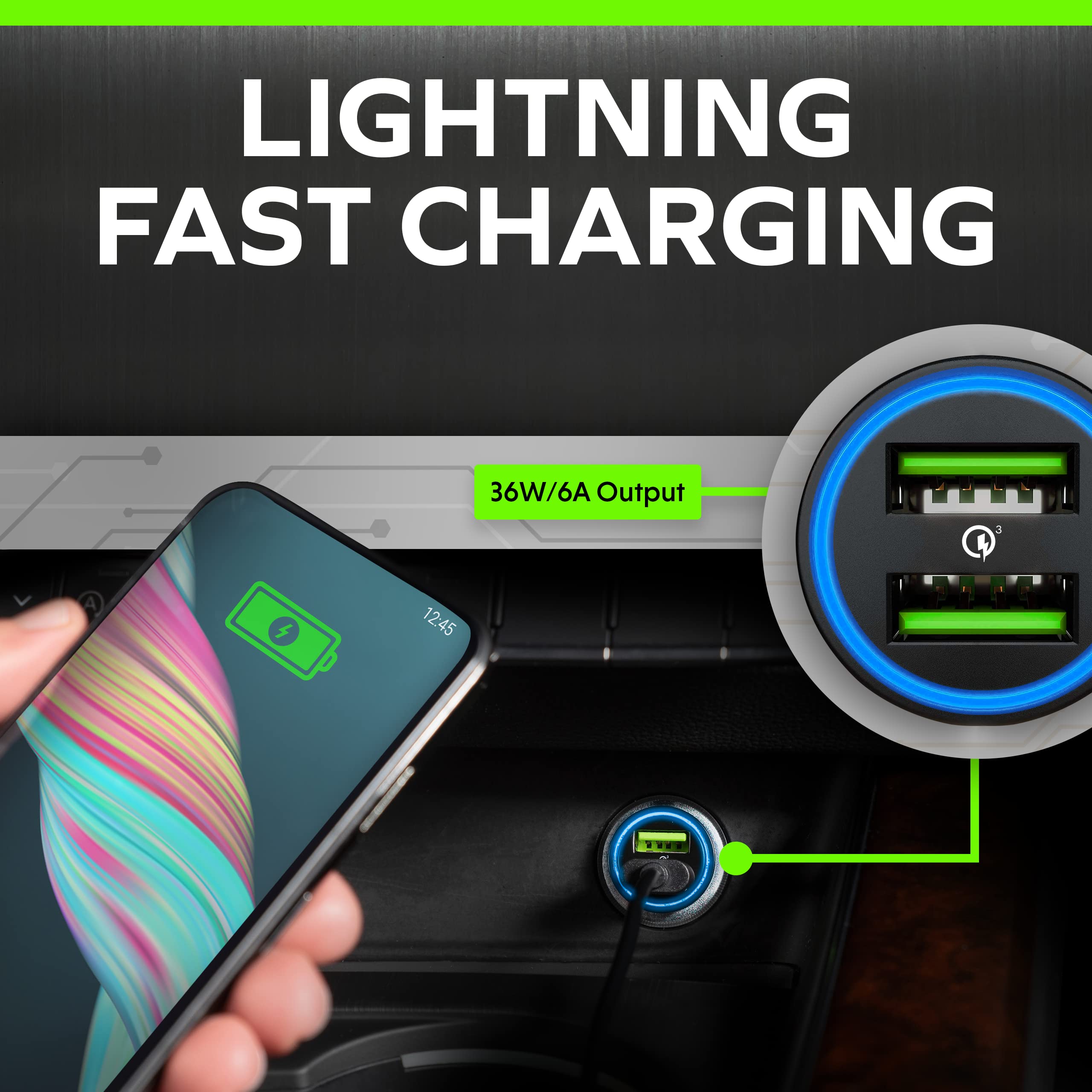Premium Metal Car Charger Adapter with Dual USB Ports & Fast Charging - Compatible with iPhone, iPad, Samsung Galaxy - Perfect for Road Trips, Commuting & Travel Accessories