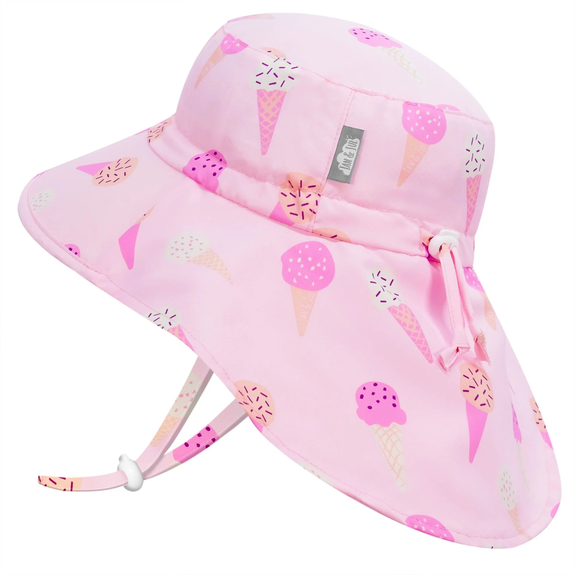 Jan & Jul Pink Ice Cream Aqua Dry Adventure Hat for Kids - UV Protection Sun Hat for Outdoor Play, Beach, Pool & Summer Activities