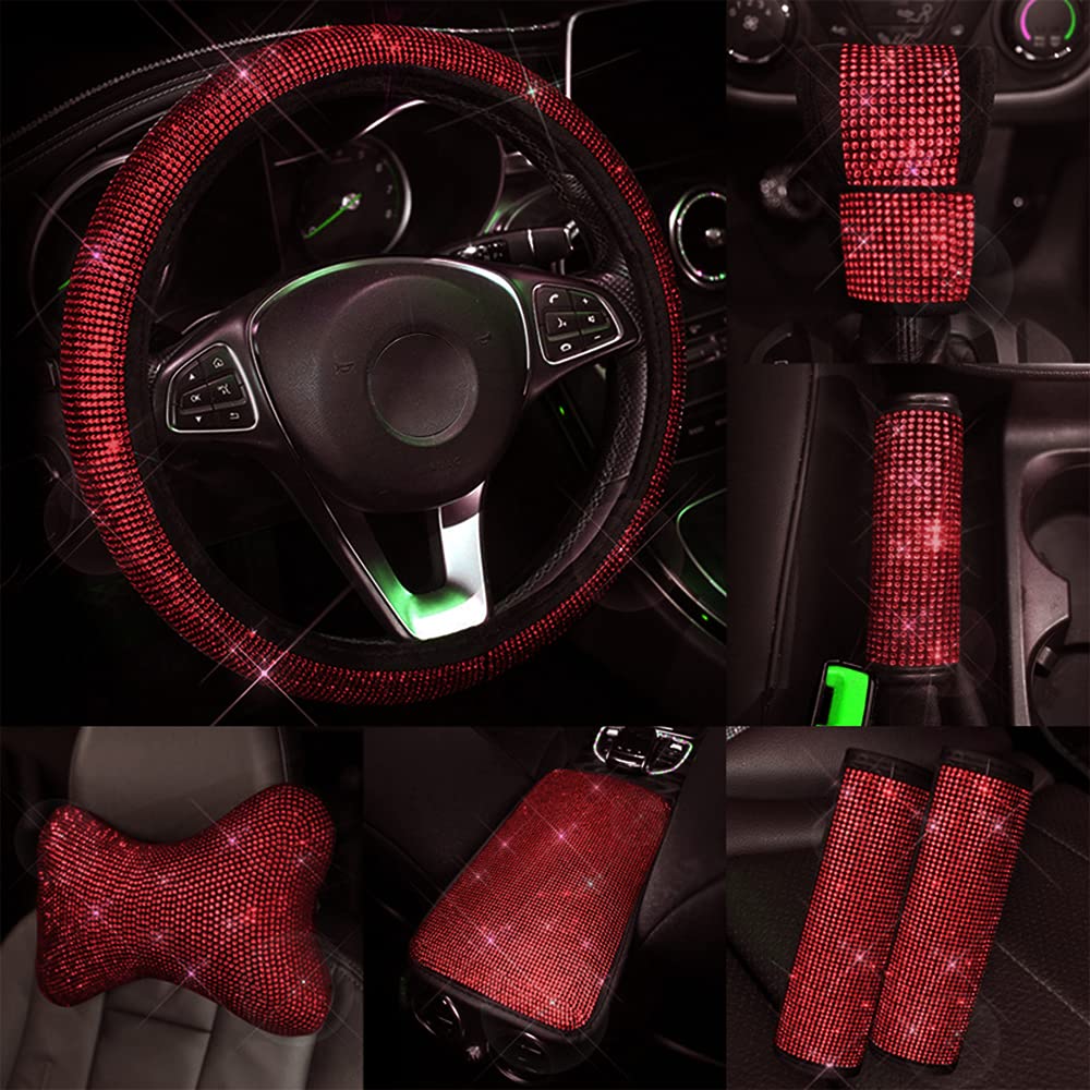 2PCS Bling Crystal Diamond Car Seat Hanger Backseat Hook - Auto Headrest Organizer for Women & Girls (Red) - Perfect for Purse, Shopping Bags & Travel Accessories Storage