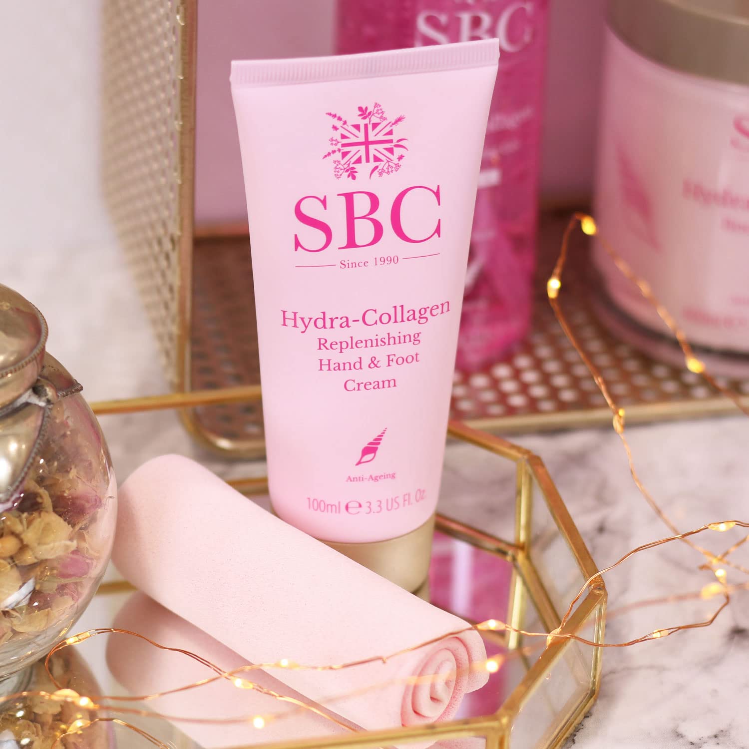 SBC Skincare Hydra-Collagen Replenishing Hand & Foot Cream - 100ml | Anti-Aging Treatment for Dry Skin | Intense Moisturizer for Cracked Hands & Feet | Perfect for Night Care & Winter Protection