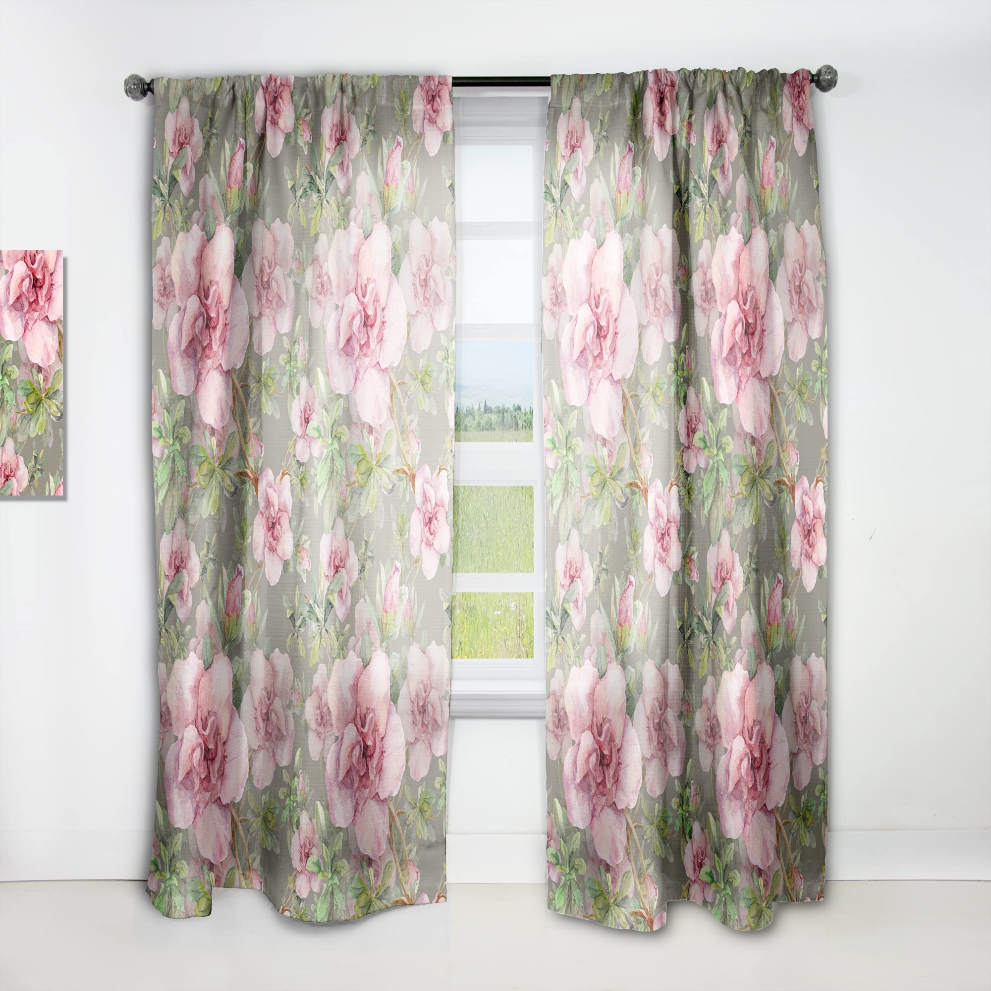 DesignQ Pink Blossom Floral Blackout Curtains - Thermal Insulated Single Panel 52x90 Inches - Elegant Window Treatments for Bedroom & Living Room - Perfect for Light Control & Privacy