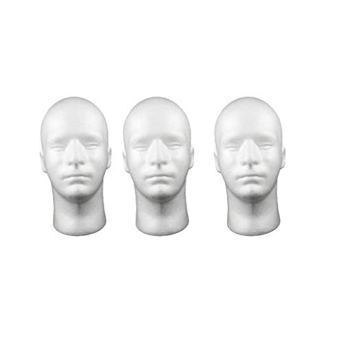FFityle 3-Piece Men's Foam Mannequin Heads for Hats, Wigs & Glasses - Perfect for Home Salon, Barber Training & Styling Practice