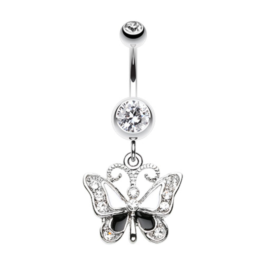 WildKlass 316L Surgical Steel Butterfly Belly Button Ring - Hypoallergenic Navel Piercing Jewelry for Women, Perfect for Everyday Wear & Summer Outfits