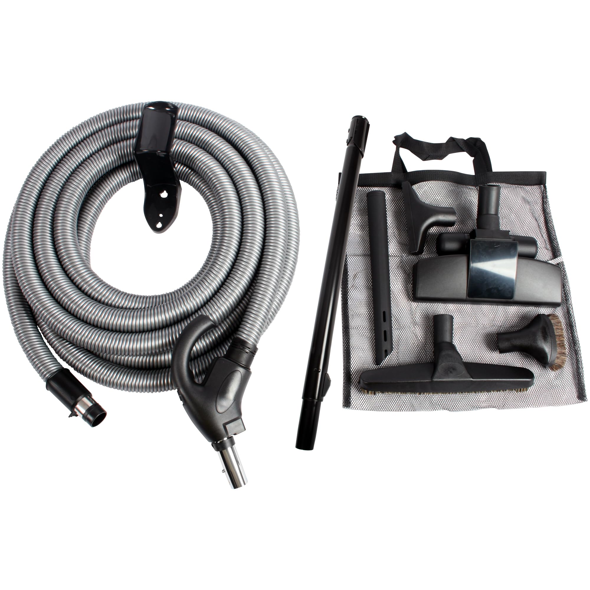 Cen-Tec Systems 97305 30Ft Black Central Vacuum Low Voltage Attachment Kit with Switch Control Hose - Ideal for Home Cleaning, Car Detailing & Workshop Use