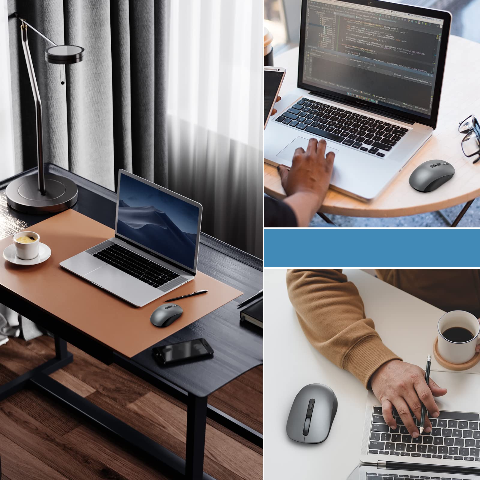 JOYACCESS J 2.4G无线蓝牙鼠标双模版(蓝牙5.0/3.0+USB)，适用于笔记本电脑、MacBook、Windows、MacOS、Android，铁灰色，办公学习游戏多场景通用