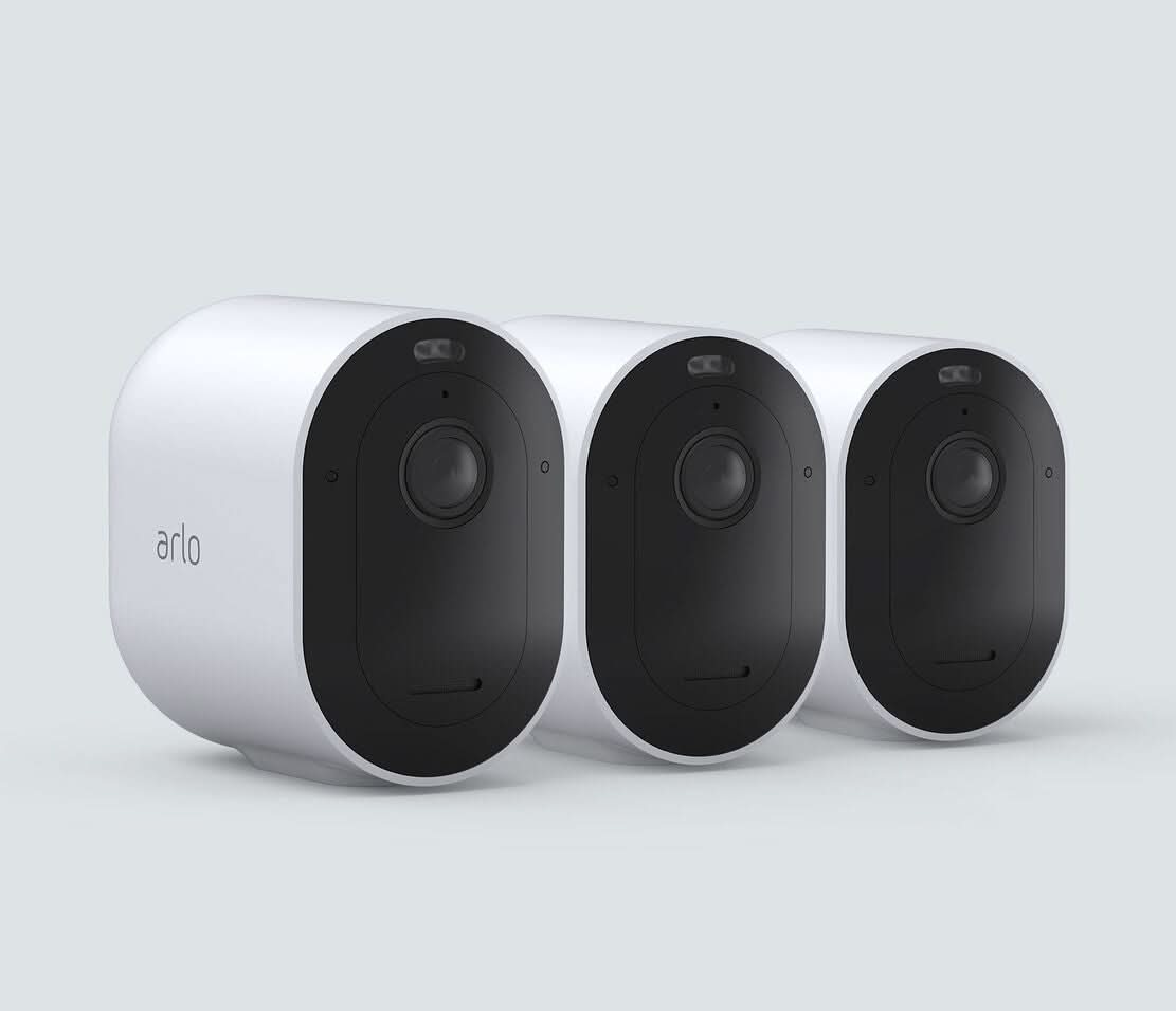 Arlo Pro 4 Security Camera System - 3 Pack (VMC4350P-100EUS) Wireless Outdoor/Indoor HD Surveillance for Home & Business Protection