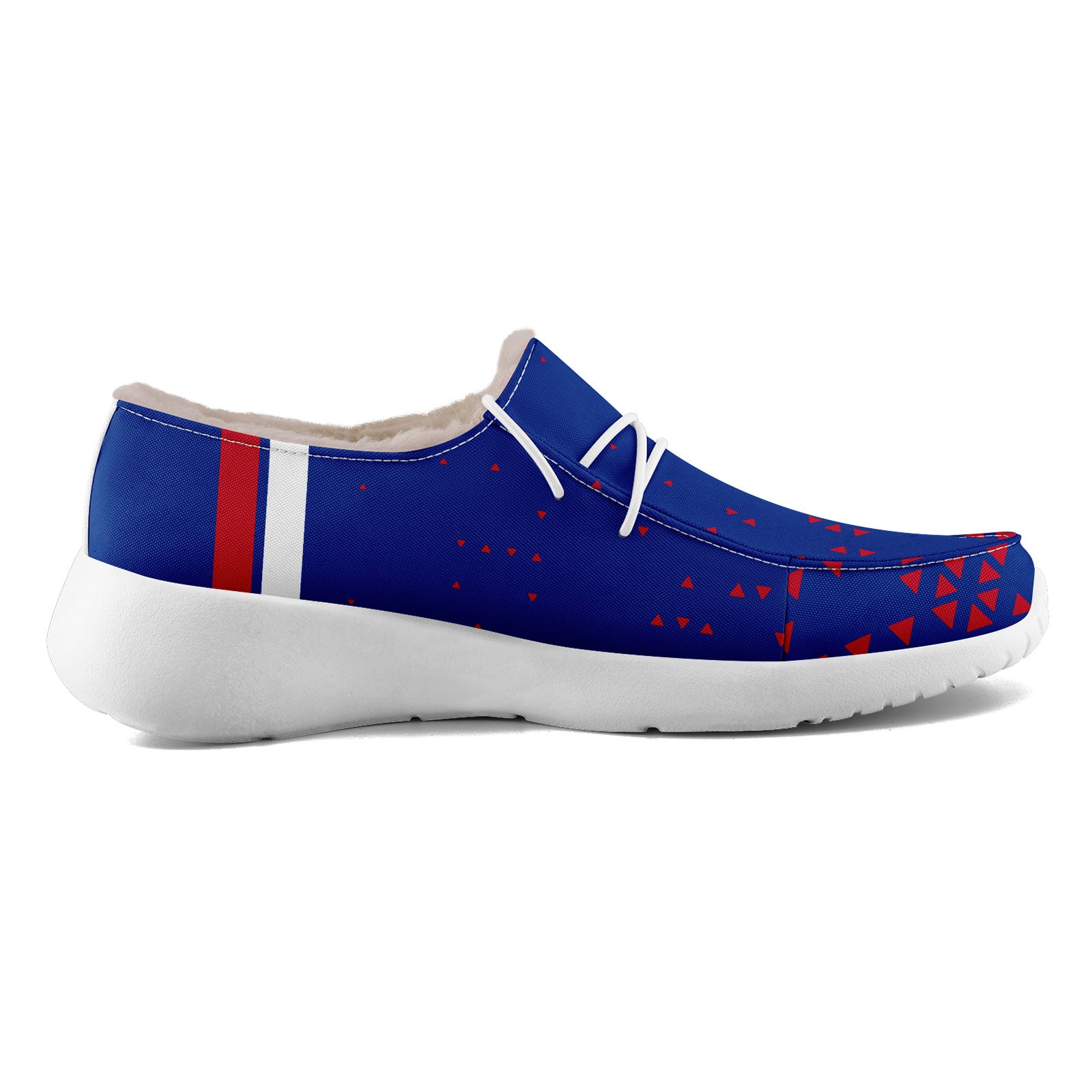 Custom Blue & Red Buffalo Print Personalized Sneakers - Unique Design FN042 D020279 - Perfect for Casual Wear, Street Fashion & Gift Giving