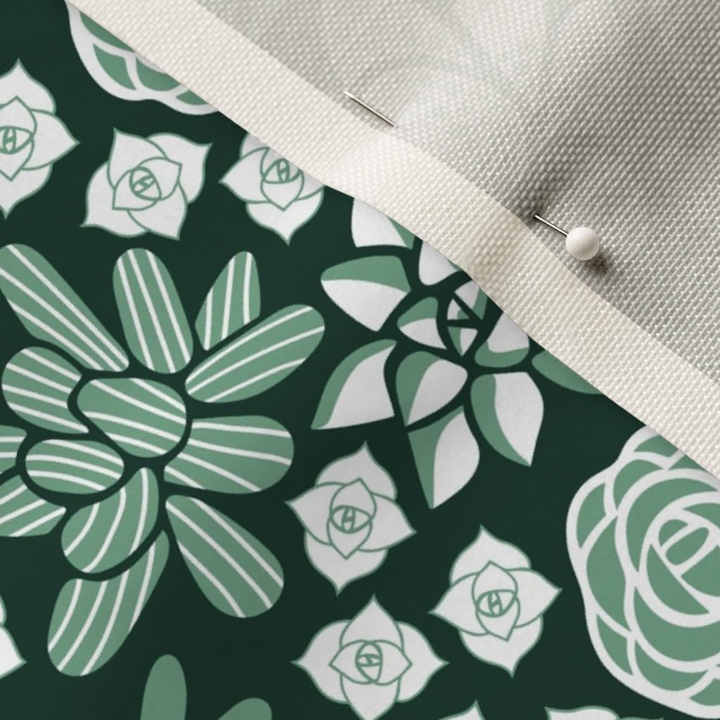 Succulent Printed Velvet Fabric by The Yard - Upholstery & Home Decor Fabric for Sofa, Curtains, Pillows | Desert Plants Green Pattern Bottomweight Apparel Material | Perfect for DIY Crafts, Dressmaking, and Interior Design Projects