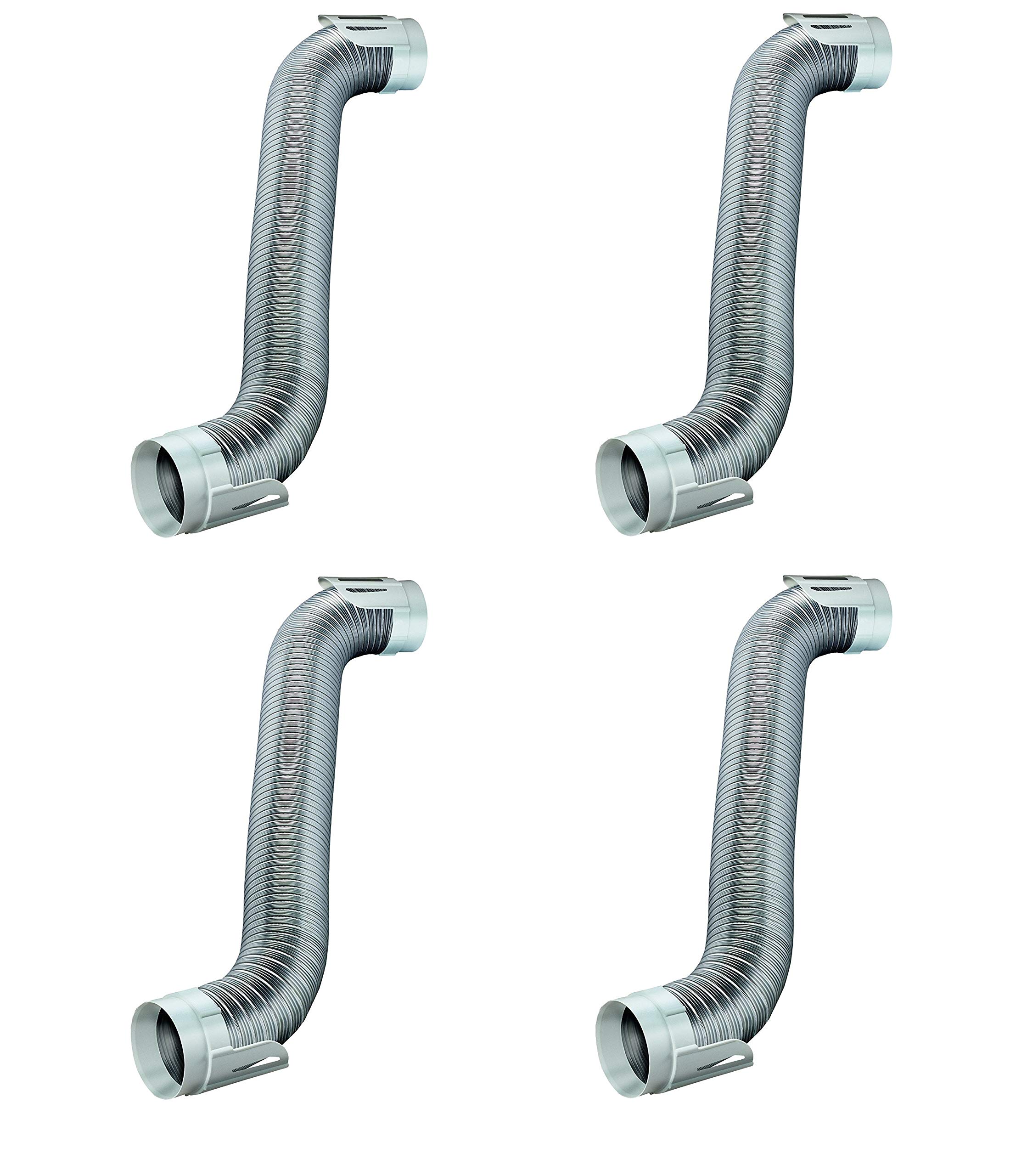 Deflecto Easy Connecting Dryer Vent Hook Up Kit - Flexible Semi-Rigid Aluminum Duct (4 Pack) for Efficient Clothes Drying | Perfect for Home Laundry Rooms & Tight Spaces (HUPK8WA/4)
