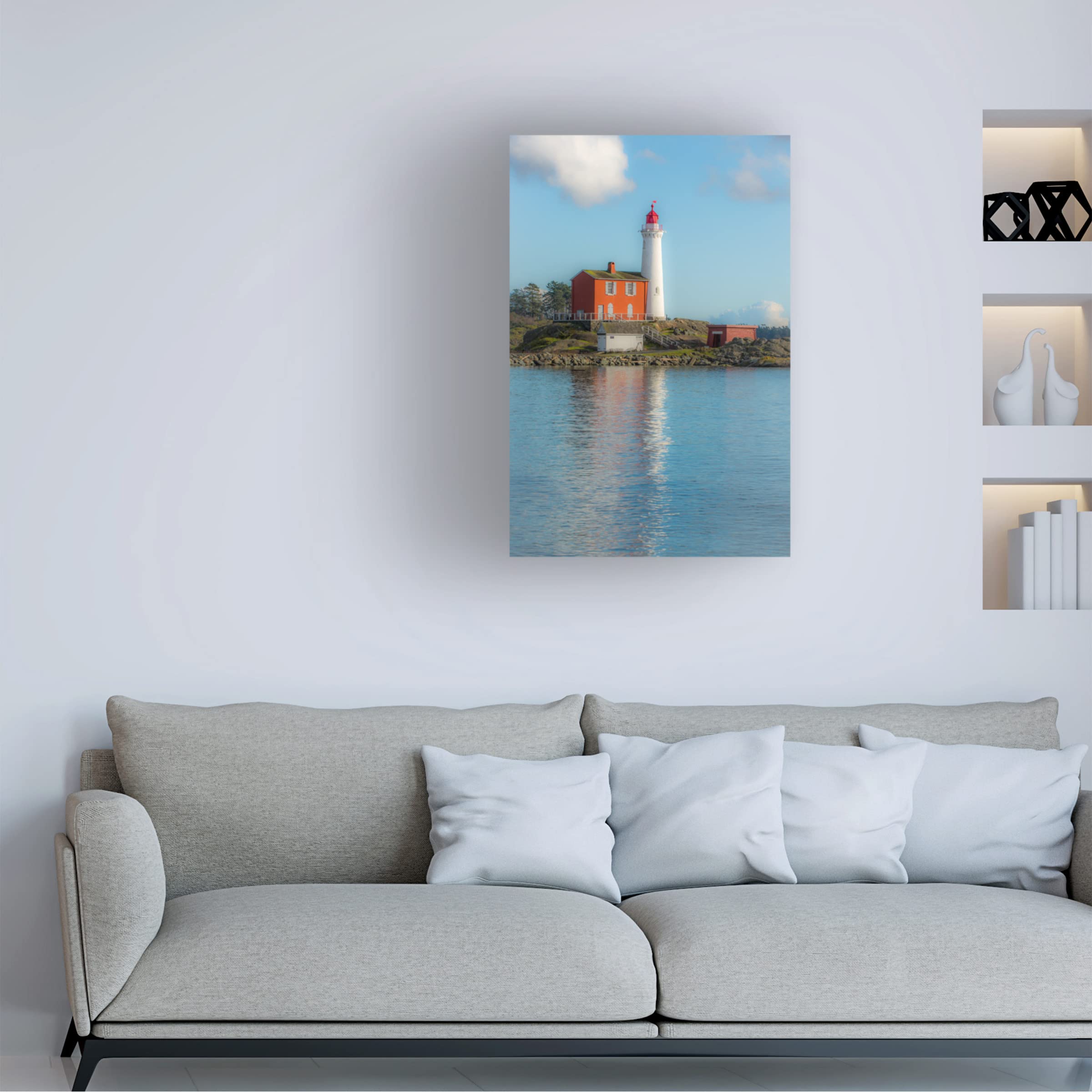 Trademark Fine Art 'Lighthouse Reflection' Canvas Wall Art Print by Tim Oldford - Coastal Decor for Living Room, Bedroom & Office