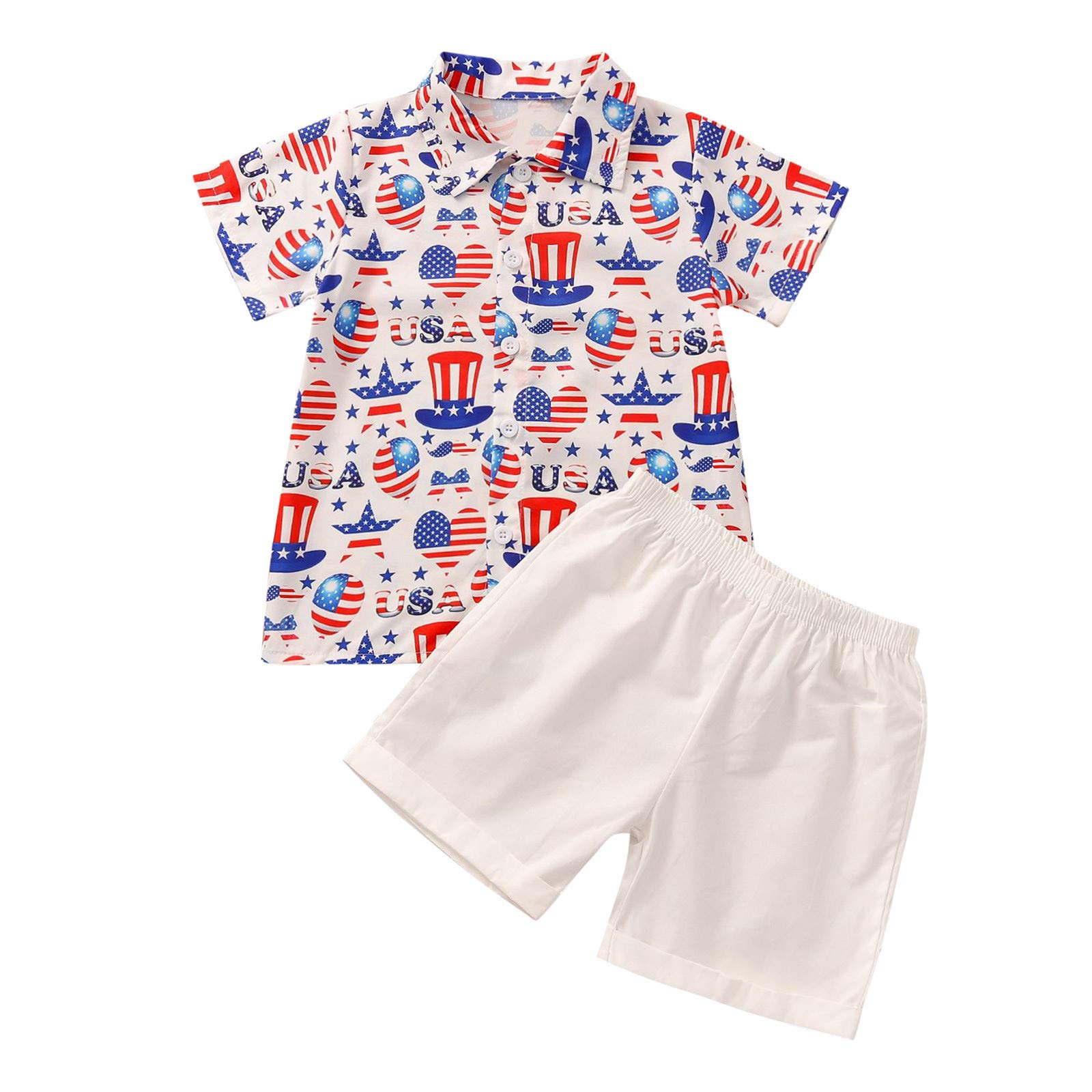 Boys' 4th of July Outfits - Patriotic T-Shirt & Shorts Set for Toddlers