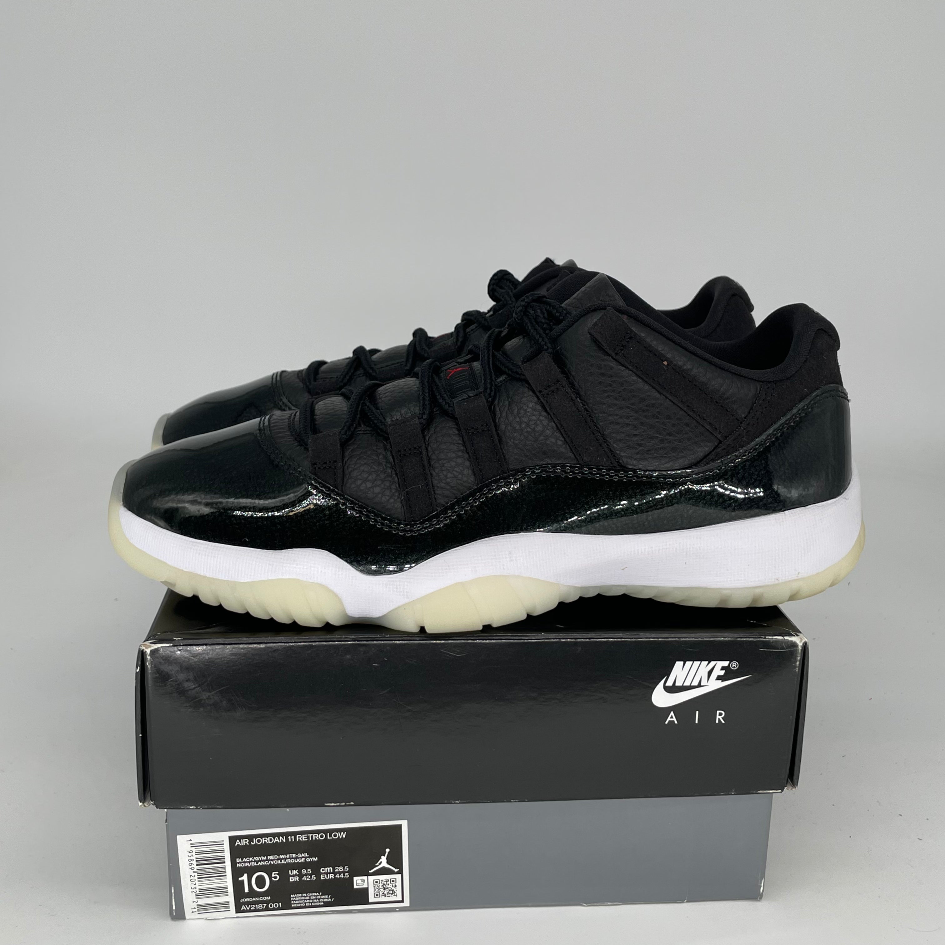 AIR JORDAN 11 LOW 72-10 Basketball Shoes Men's Size 10.5 - Black/White (AV2187-001) | Retro Sneakers for Casual Wear & Court Performance