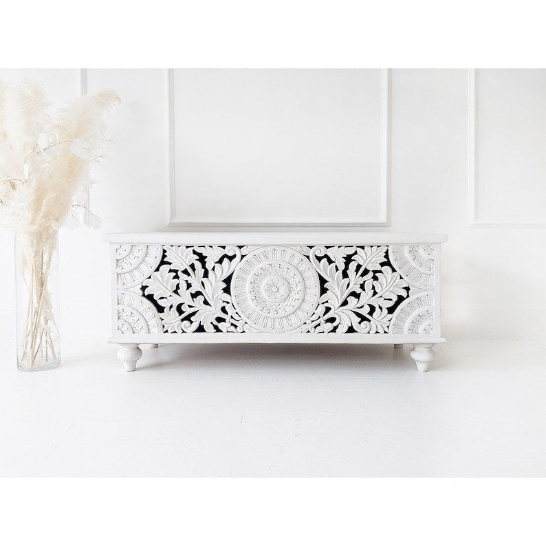 Hand Carved Lombok Blanket Box - Traditional Wooden Storage Chest for Blankets, Linens & Home Decor | Perfect for Bedroom, Living Room & Nursery Organization