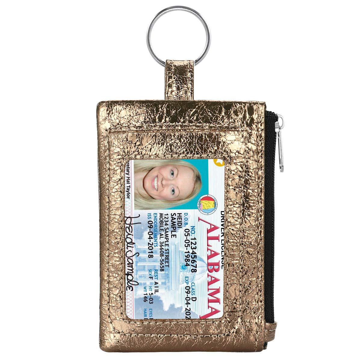 KAMO Slim RFID Blocking Zip ID Case - Mini Coin Purse Wallet with Key Ring & Change Pouch | Perfect for Travel, Gym & Everyday Essentials Organization
