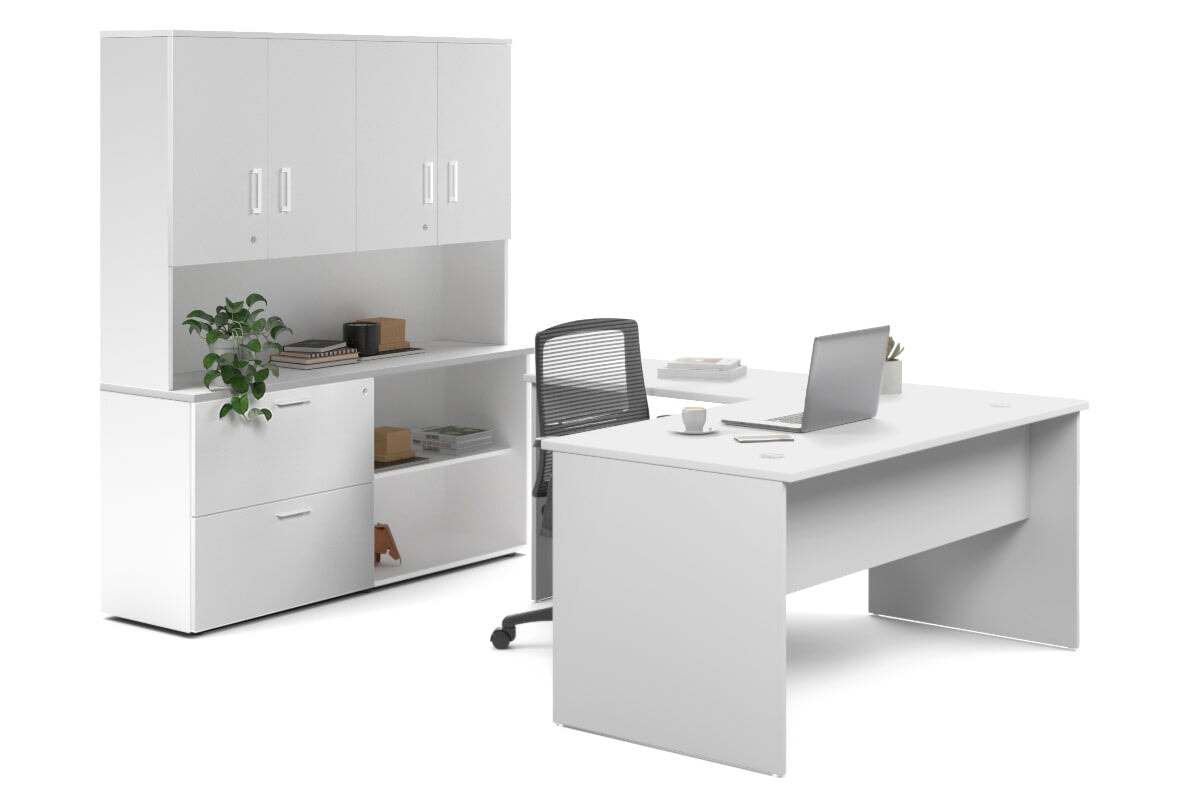 L-Shaped Executive Desk with Uniform Panel & White Carcass - 1600L x 1600W - Perfect for Home Office, Corporate Workspace & Modern Office Decor