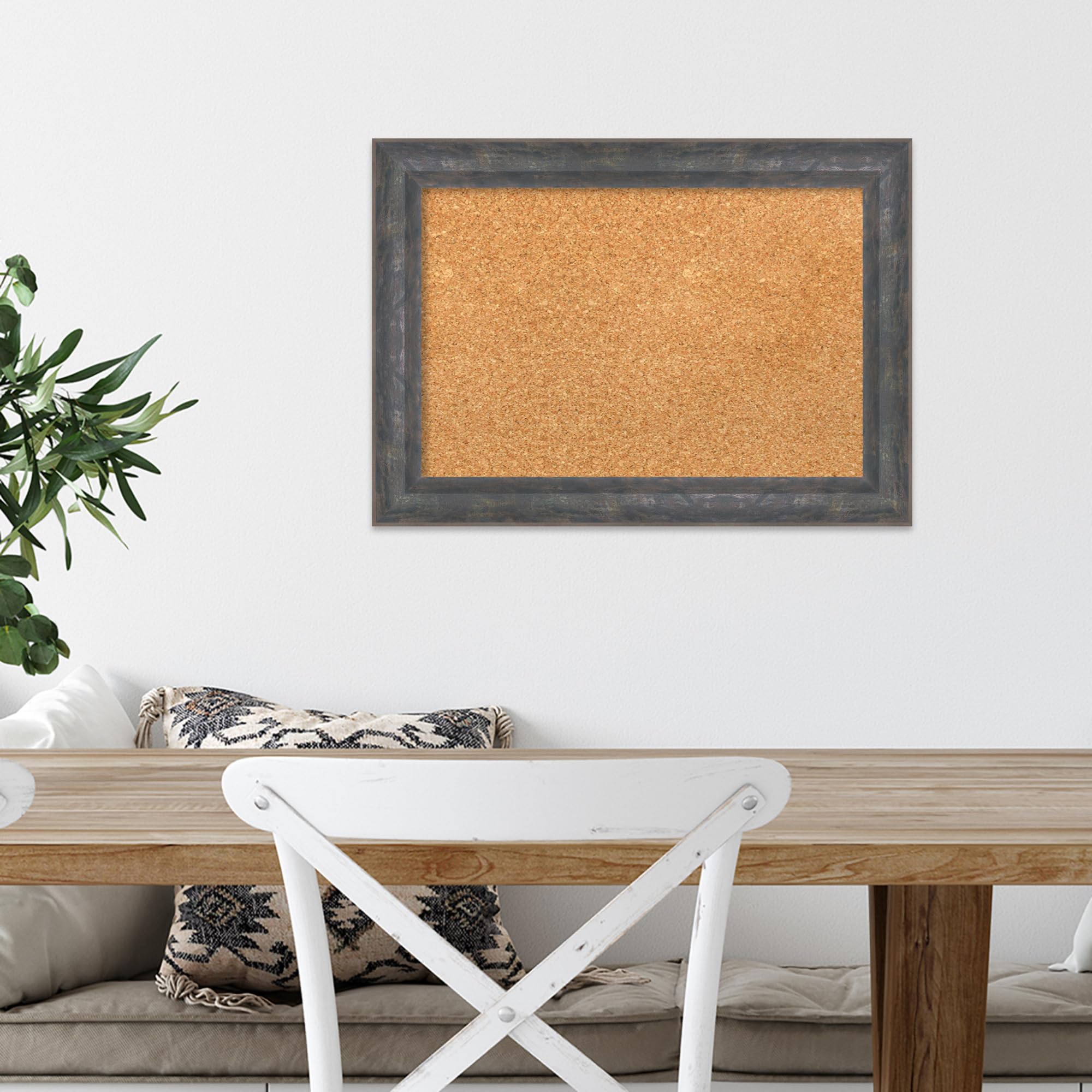 Amanti Art 15x21 Natural Cork Board with Grey Wood Frame - Vision Board, Office Decor & Home Organization Pinboard | Perfect for Displaying Photos, Notes & Reminders in Home, Office or Dorm