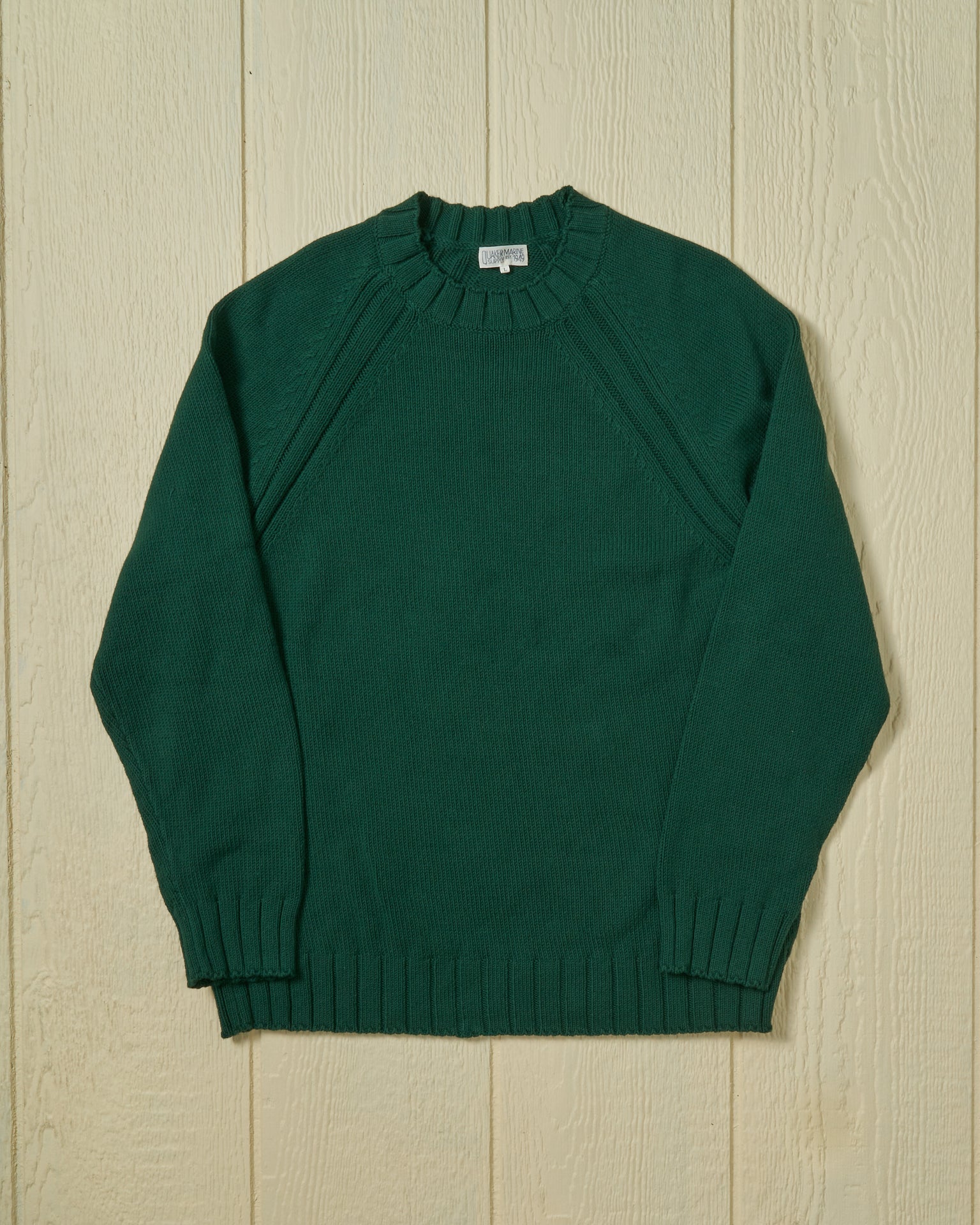 Quaker Crewneck Sweater for Men - Soft Cotton Knit Pullover in Hunter Green | Casual Winter Wear & Outdoor Activities