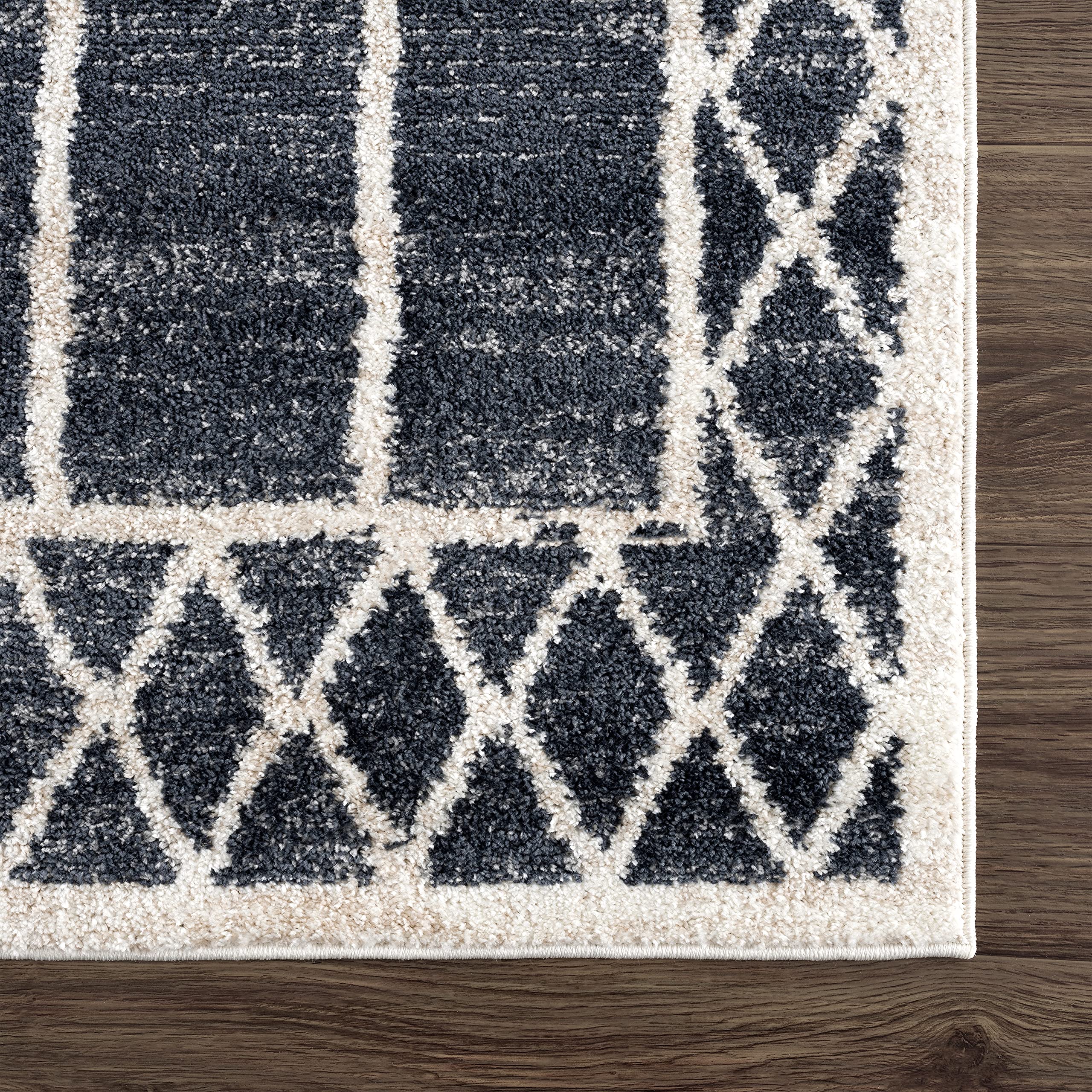 Abani Traditional Tribal Design Grey & Charcoal Dining Room Rug - 6' x 9' Non-Shedding Area Rug for Under Table, Living Room & Bedroom - Handmade Wool Rug for Home Decor & Warmth