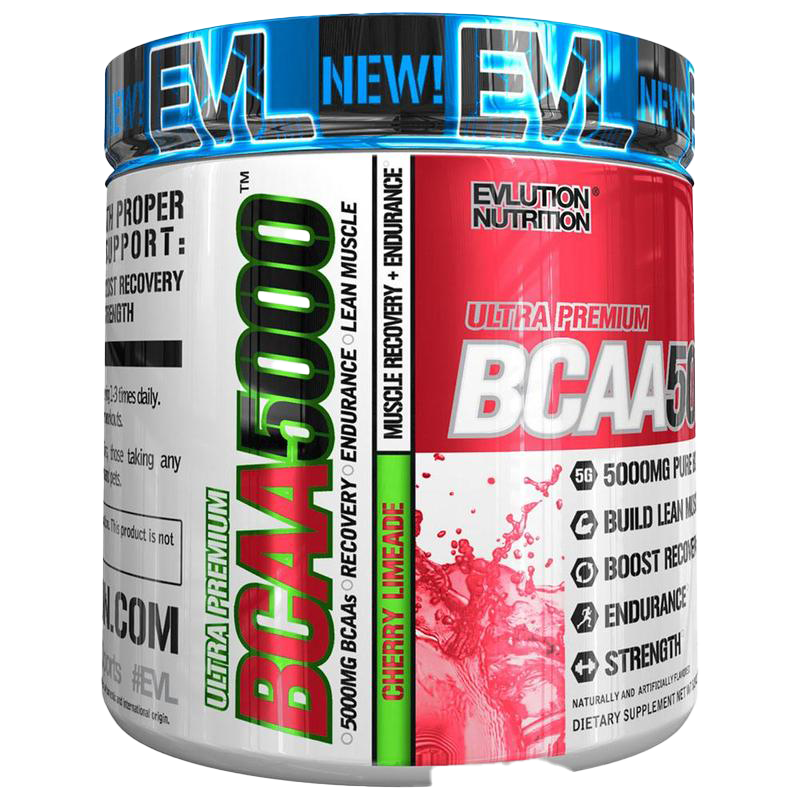 EVLution Nutrition BCAA 5000 Powder - Cherry Limeade Flavor, 249g | Branched Chain Amino Acids Supplement for Muscle Recovery & Workout Performance | Pre & Post Workout Drink for Athletes & Fitness Enthusiasts