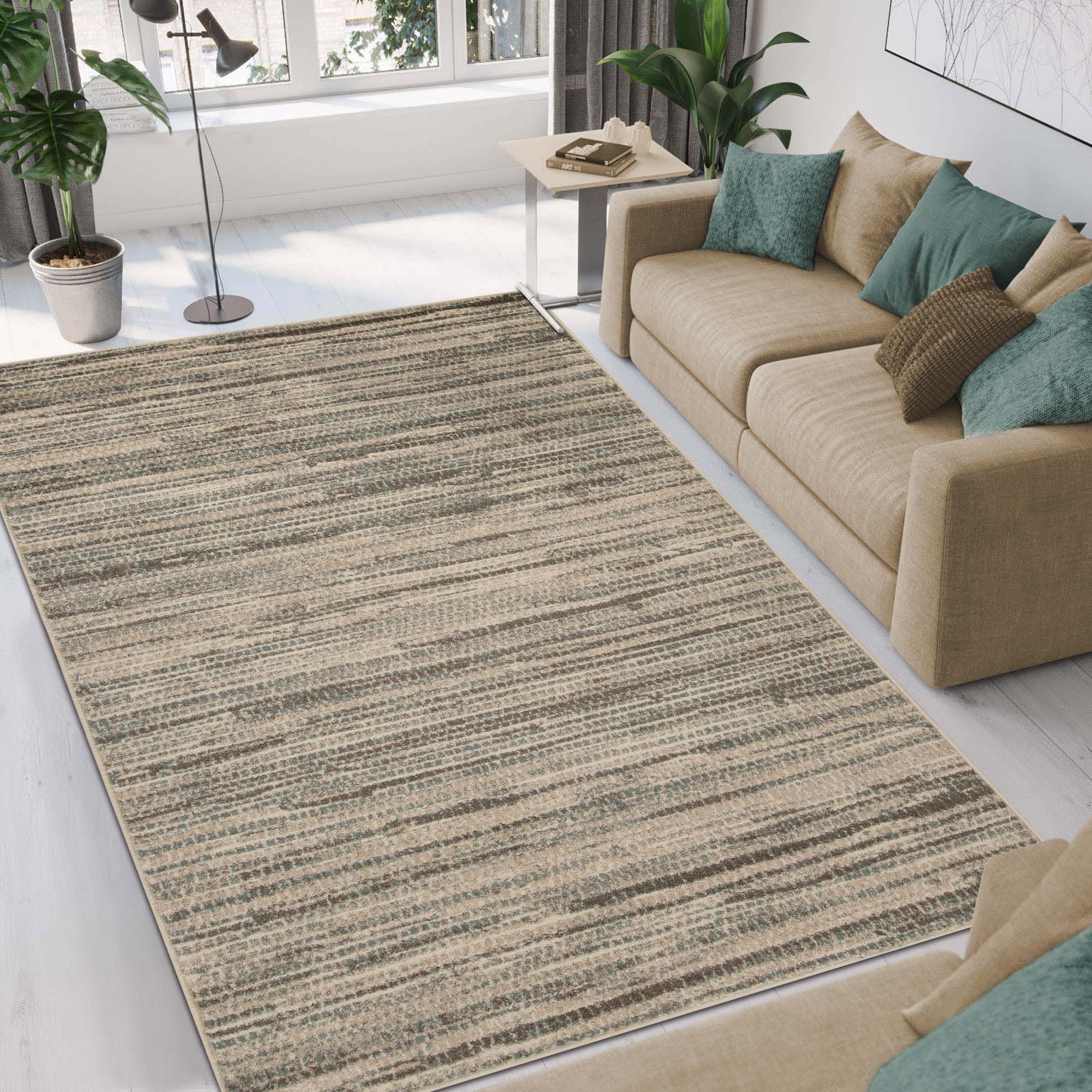 Montauk Striped Pastel Indoor Area Rug - Soft Bohemian Style Living Room Carpet for Bedroom, Nursery & Dorm Decor