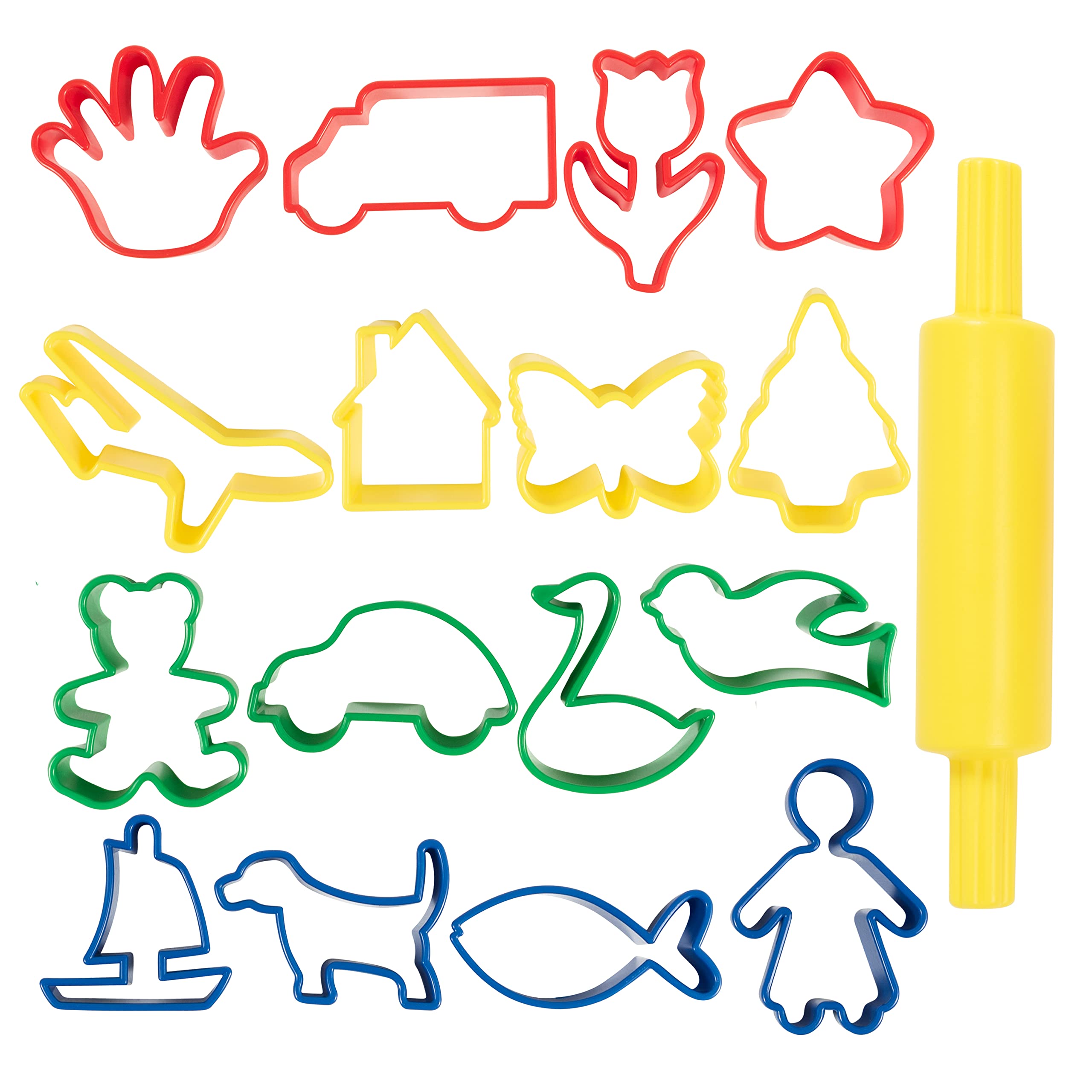 READY 2 LEARN 17-Piece Dough Roller and Cutters Set for Kids Ages 18 Months+ | Toddler Arts & Crafts Supplies | Roll, Cut, Mold & Play Dough Tools | Perfect for Preschool Learning & Creative Play at Home or Classroom