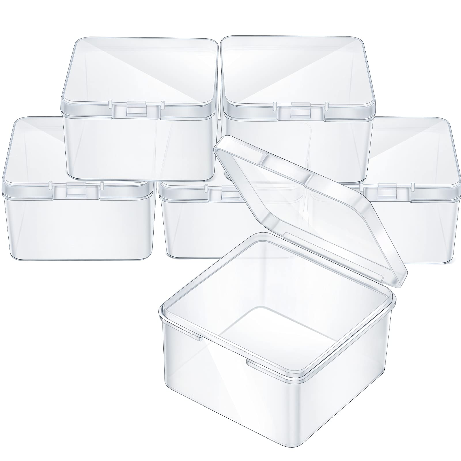 6-Piece Mini Plastic Clear Bead Storage Containers with Lids - Small Organizer Box for Jewelry, Beads, Crafts, Business Cards & Game Pieces (2.48